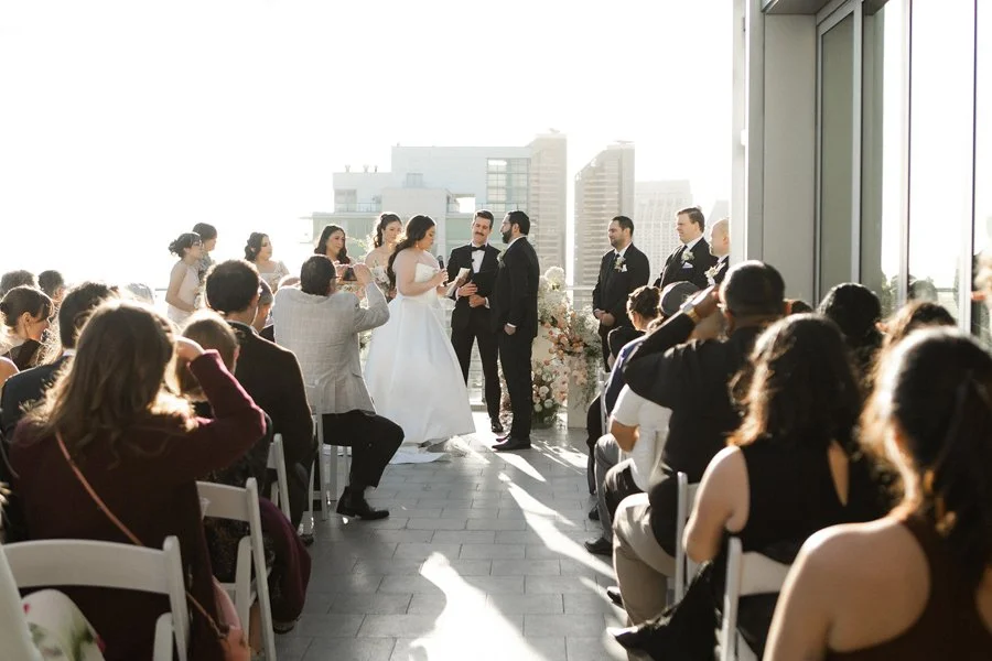 Wedding ceremony at Ultimate Skybox in San Diego CA.