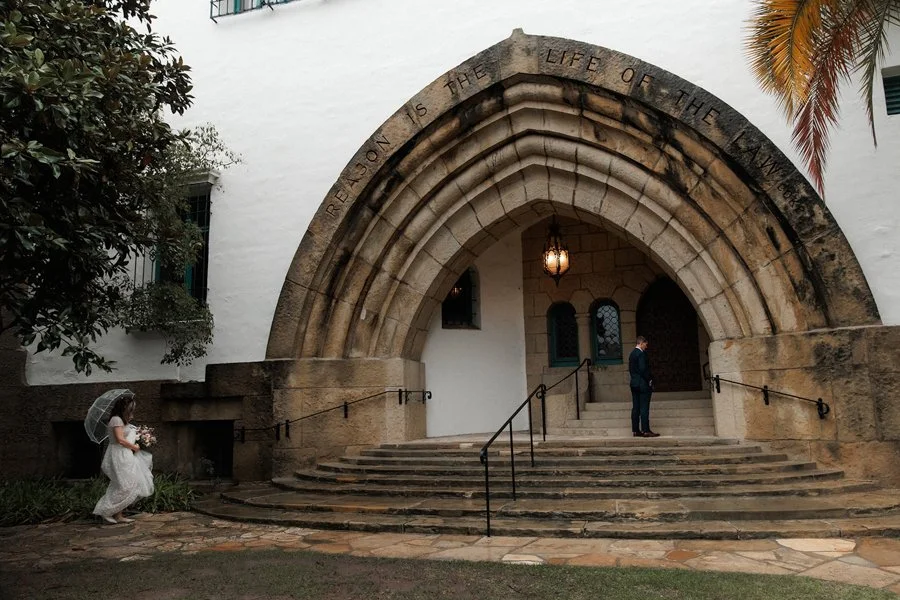 Beautiful wedding first look moment.