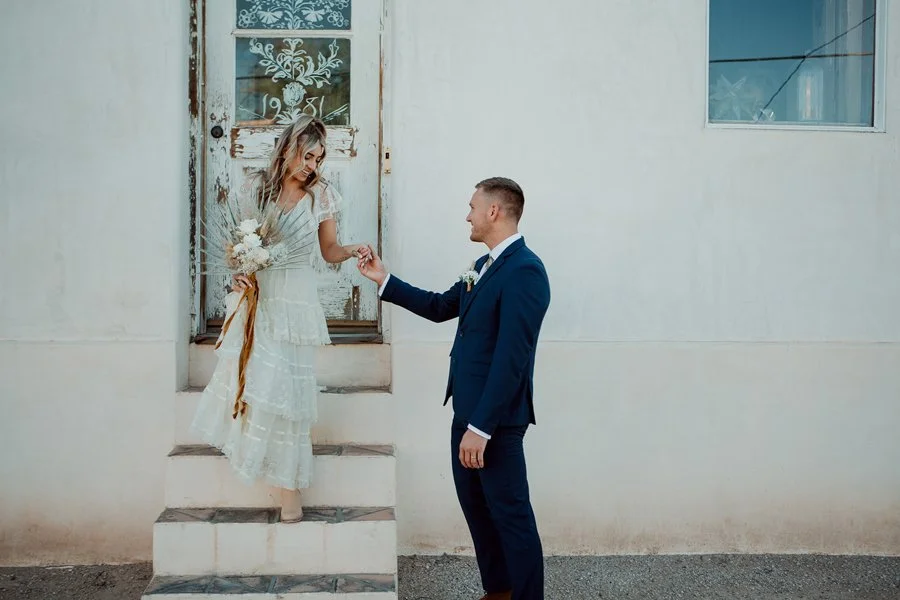 Bride and groom first look