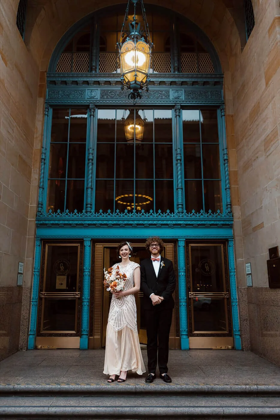 San Diego Courthouse wedding portraits in Gaslamp quarter.
