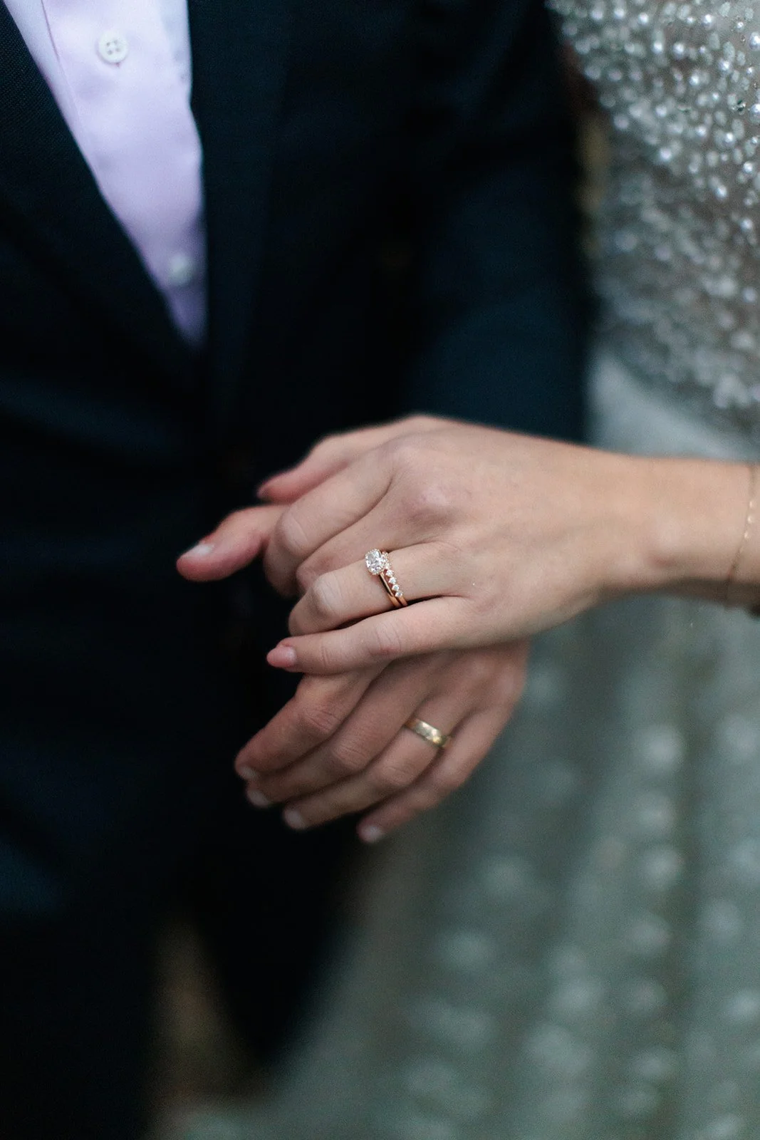 San Diego elopement photography of hands with rings on them. 