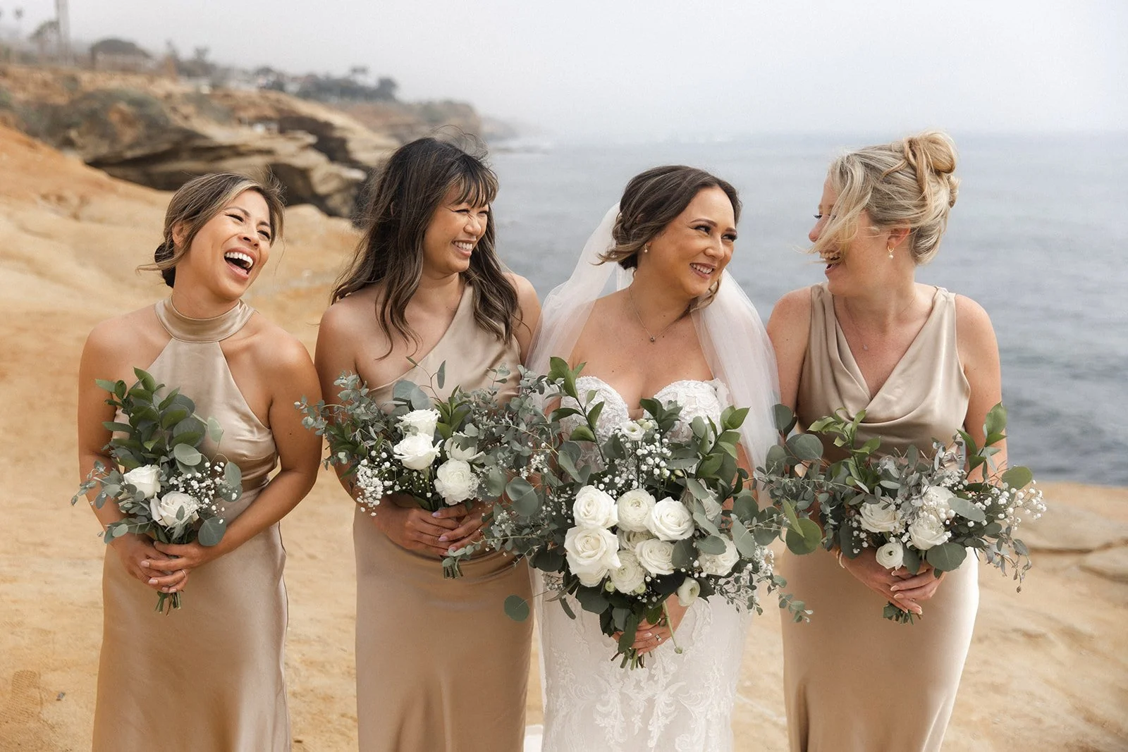 Bridesmaids at a San Diego beach wedding.