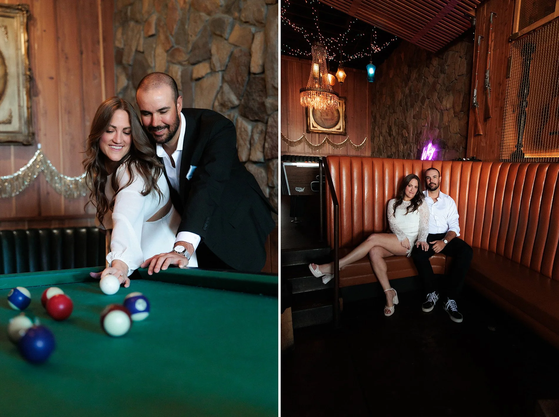 San Diego engagement photos of a couple in a North Park bar.