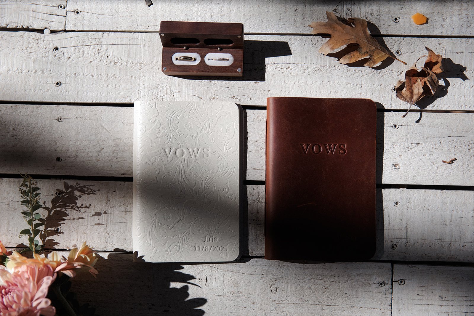 Vow books for a San Diego wedding in Julian.