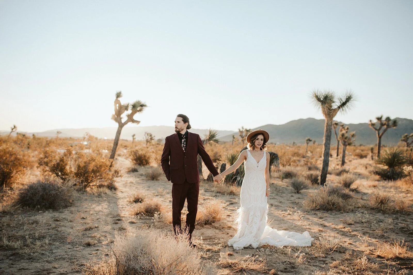Wedding couple in Joshua Tree CA