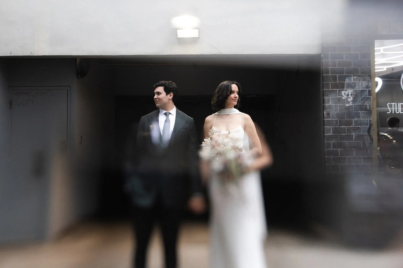 Couple in downtown San Diego after their San Diego Courthouse wedding ceremony.