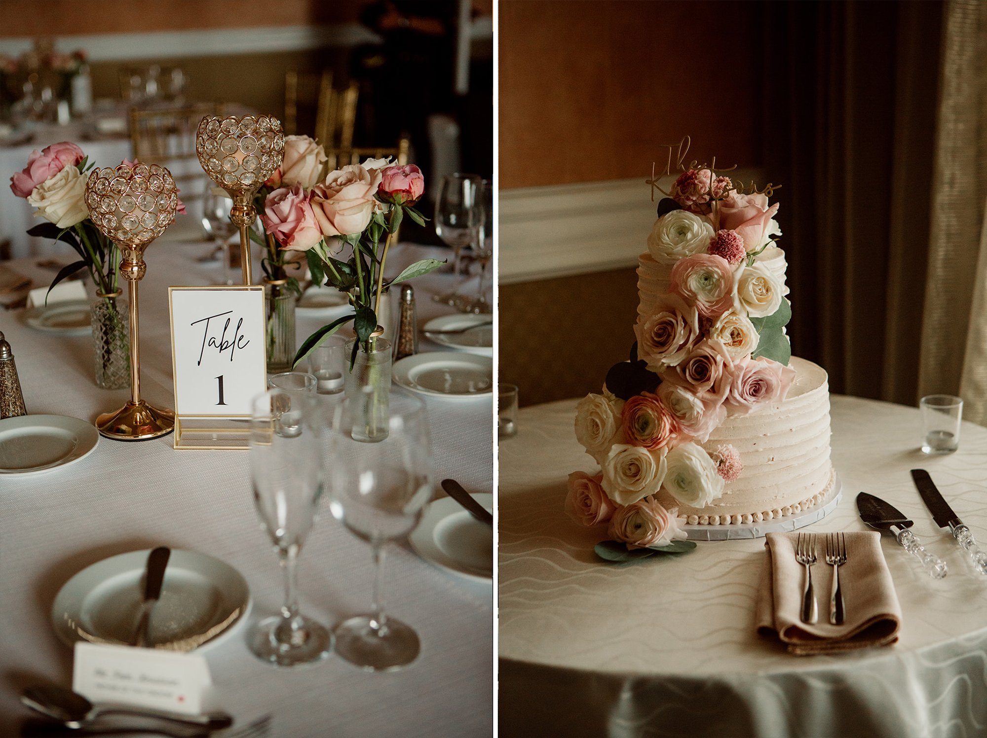 Photos of wedding cake at a San Diego wedding.