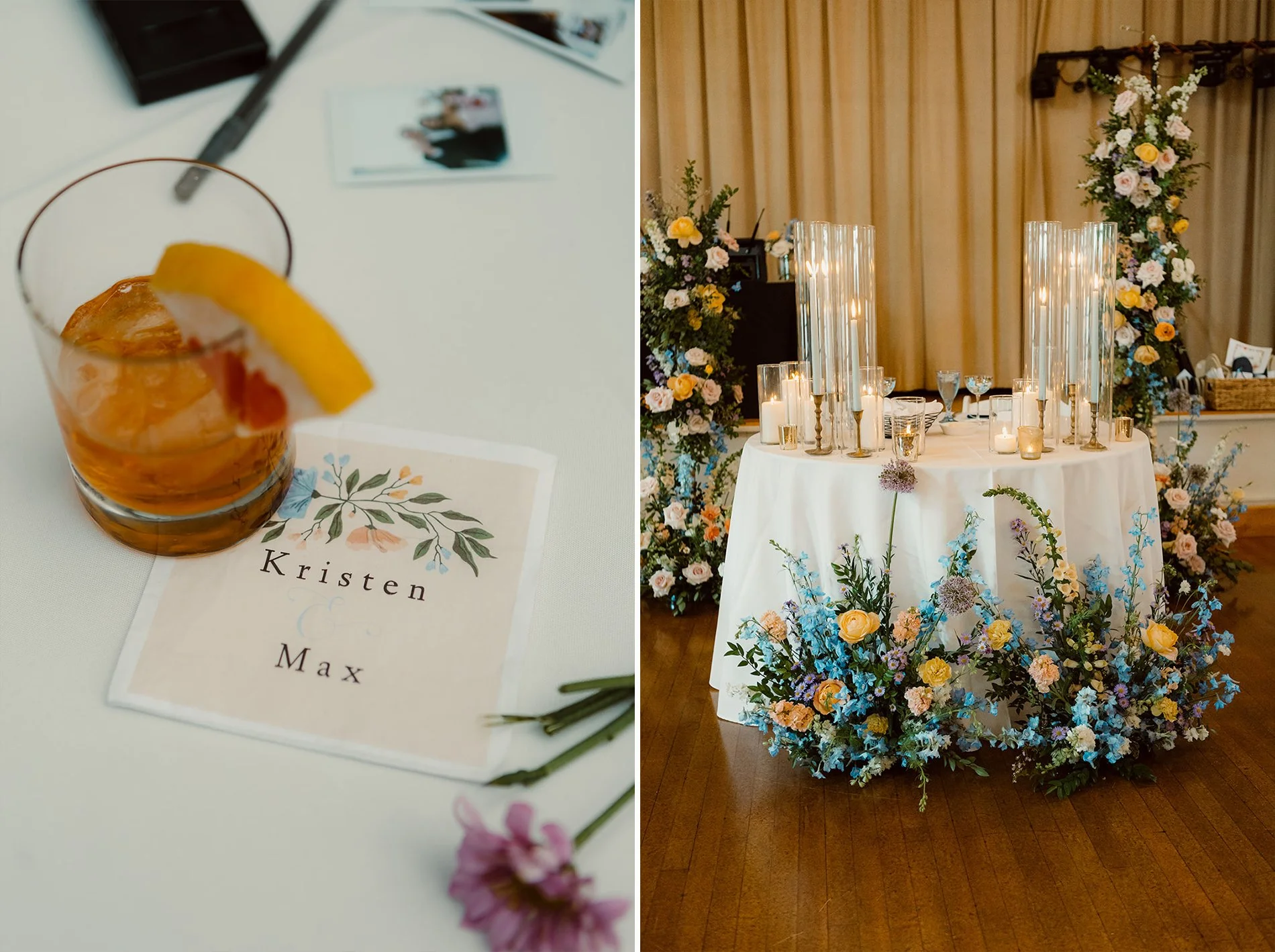 Beautiful wedding sweetheart table setup in San Diego.