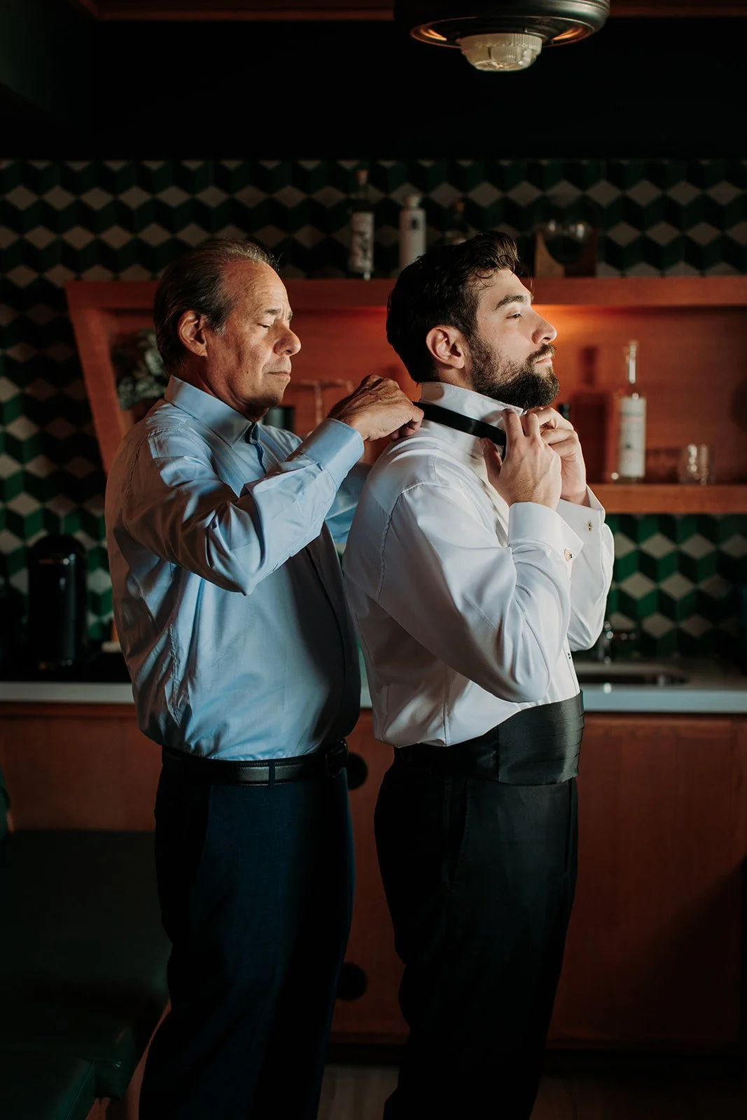 Groom getting ready for his wedding in San Diego CA.