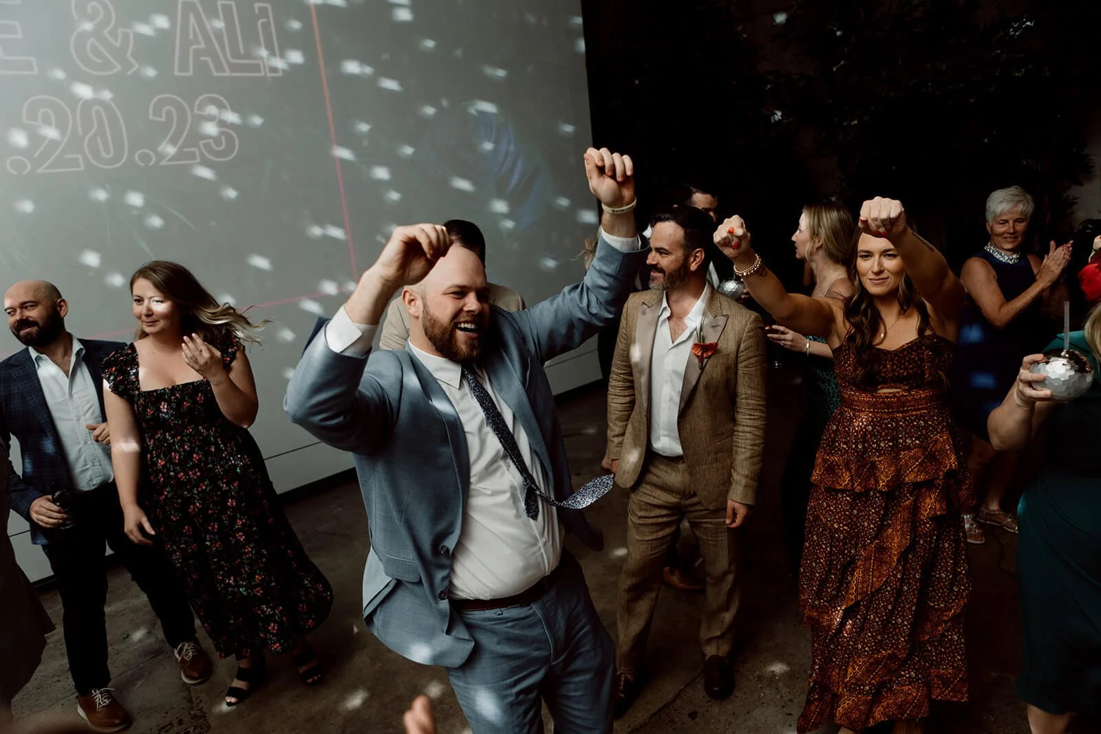 Guest dances at a wedding reception held at Millwick in Los Angeles.
