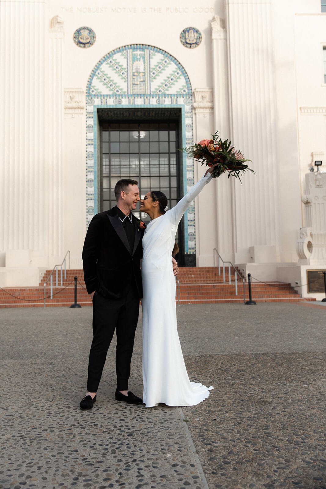San Diego Courthouse wedding ceremony first kiss.