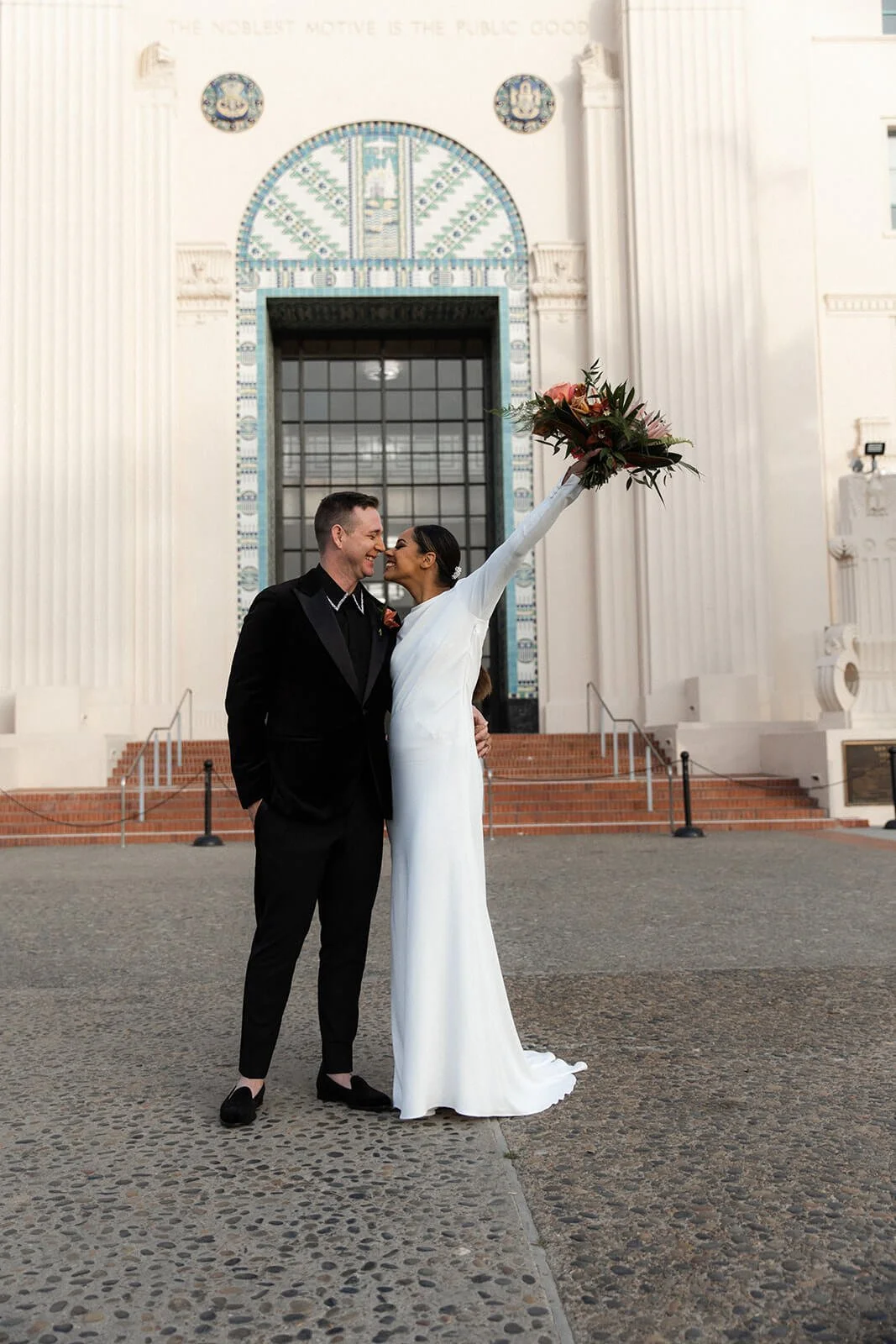 San Diego Courthouse wedding ceremony first kiss.