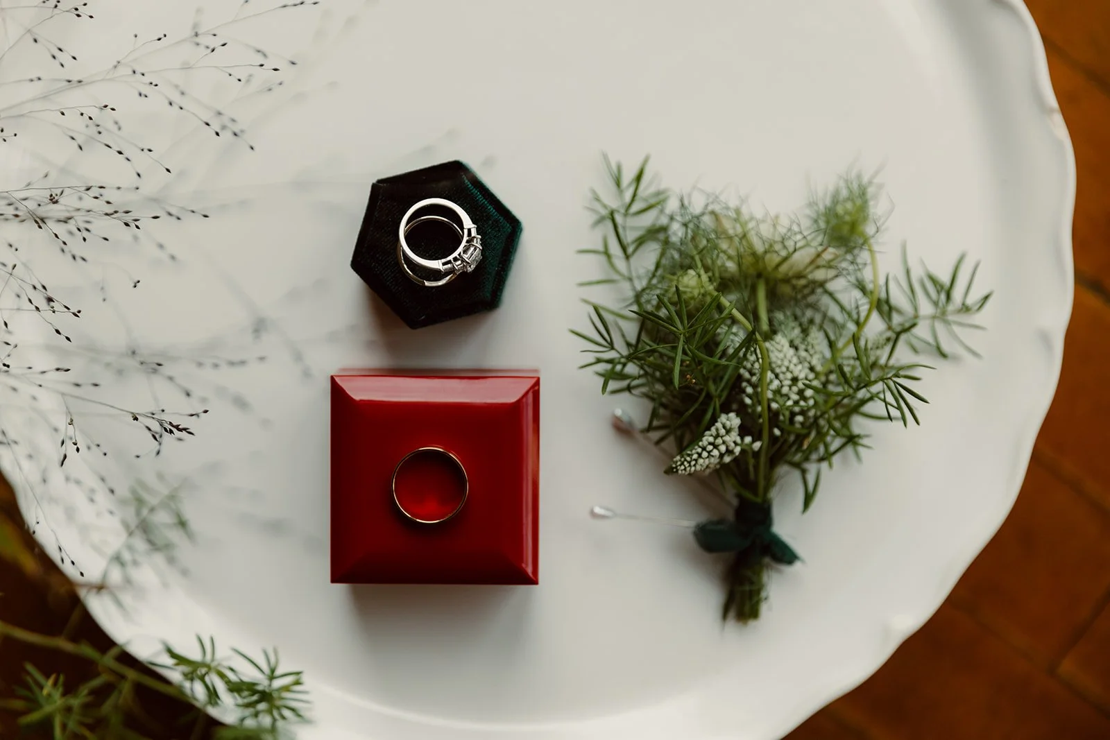 Beautiful rustic photo of rings shot for a San Diego wedding.