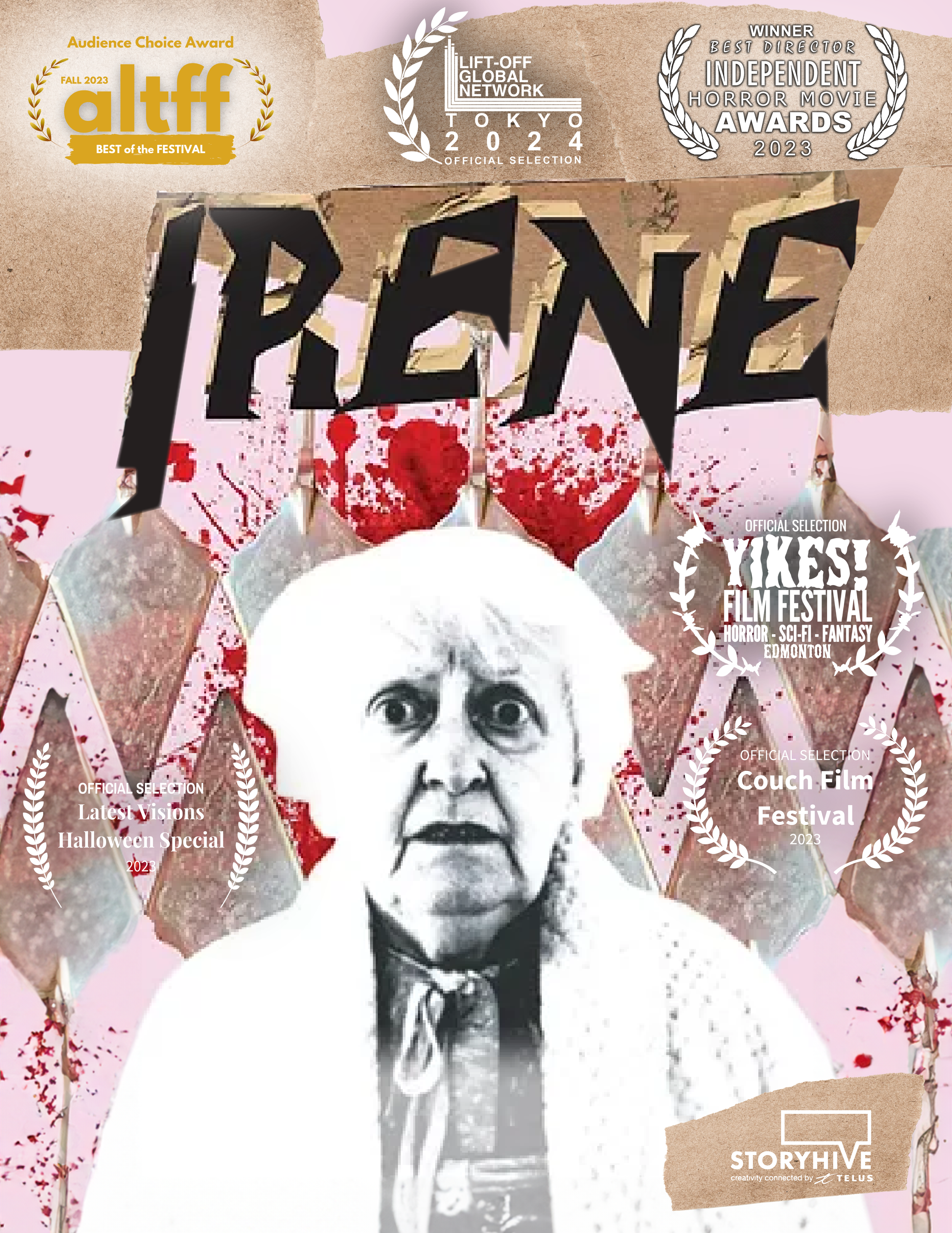 Poster for the horror short film 'Irene'. Award winning short film Produced, directed, and edited by Alicia Krawchuk.