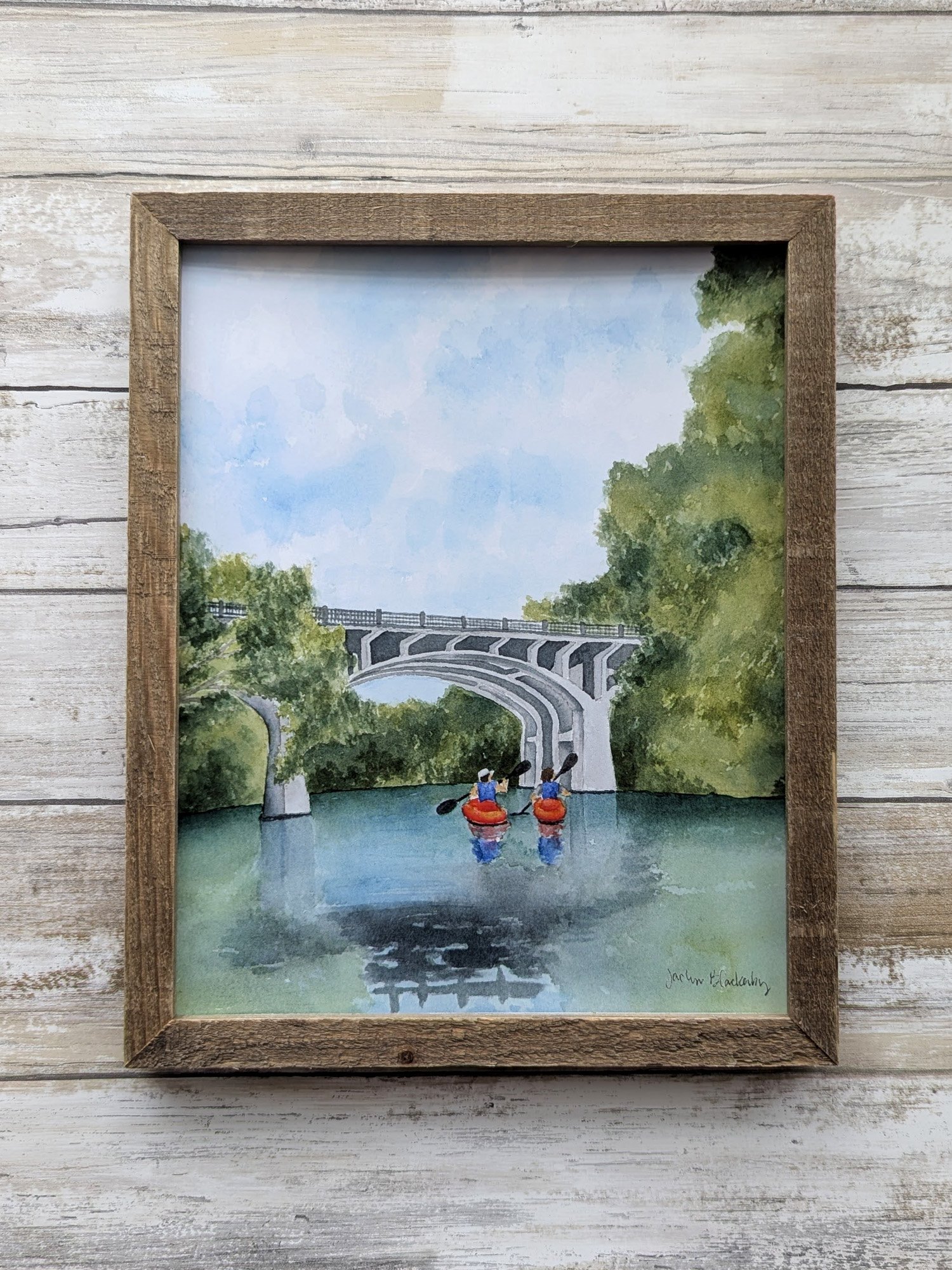 kayaking watercolor austin print framed.jpg
