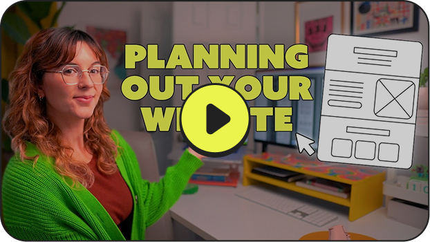 Jen Webb YouTube thumbnail 'Planning Out Your Website' with a black and white wireframe of a webpage