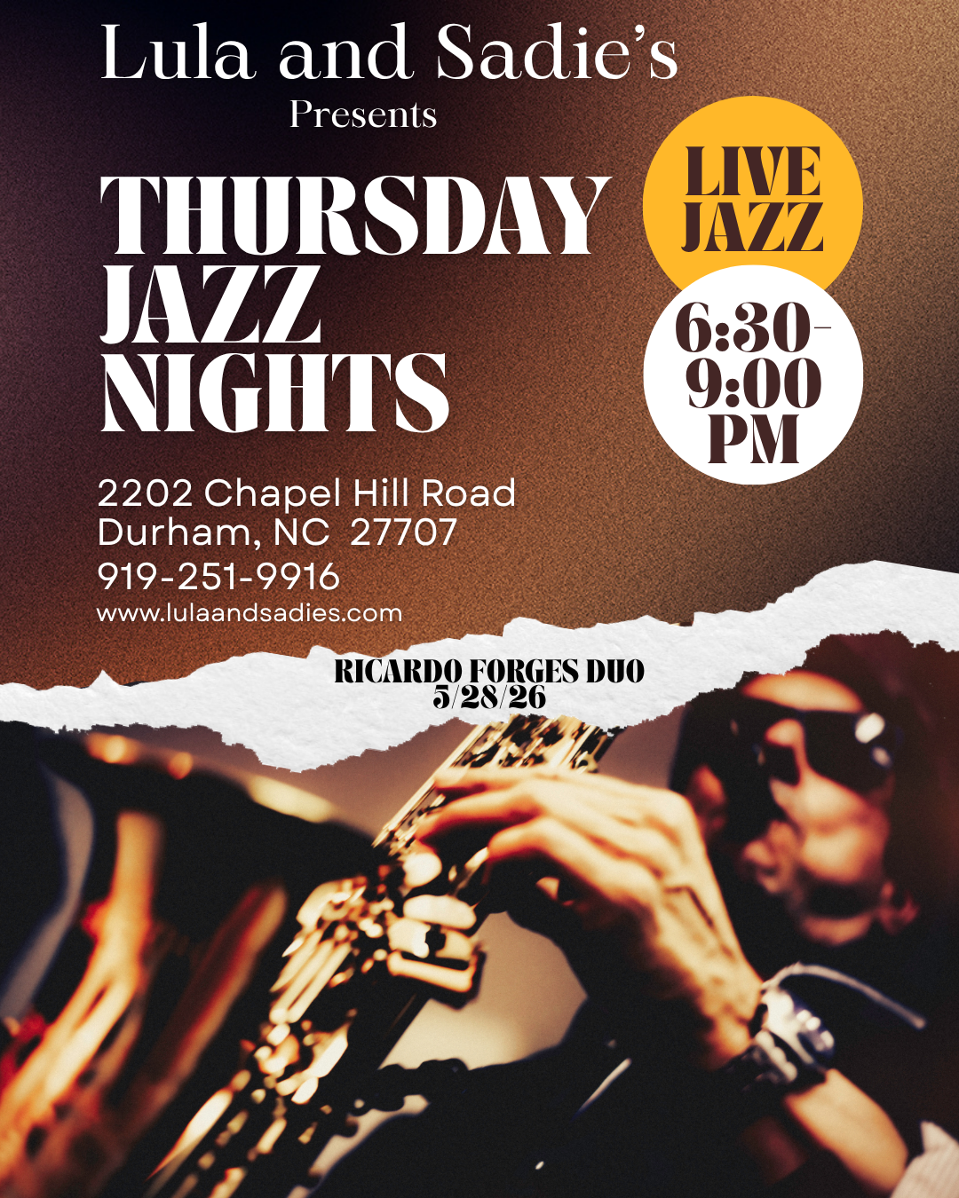 Lula and Sadie's Thursday Jazz Dinner