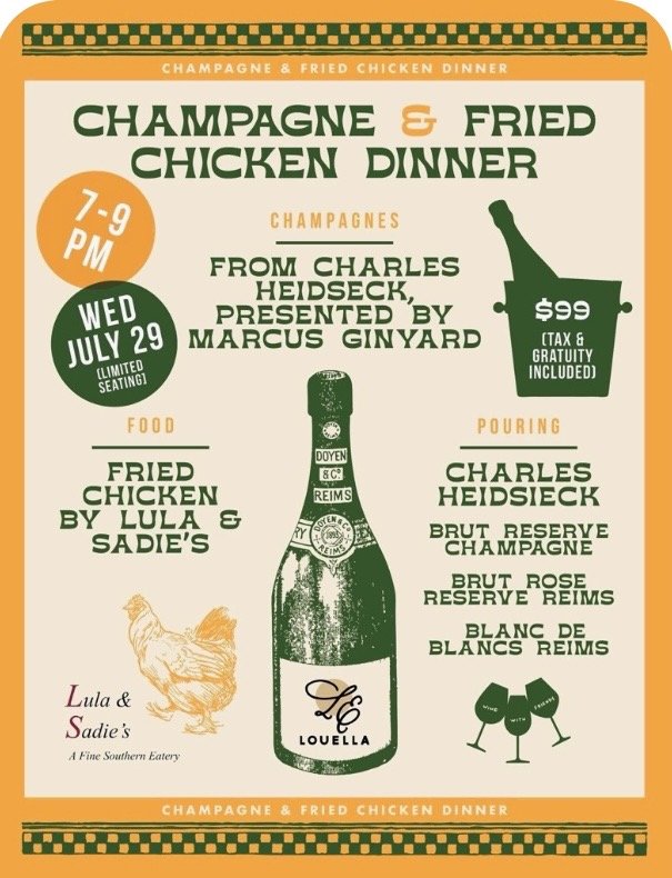 Louella's "Champagne and Fried Chicken"