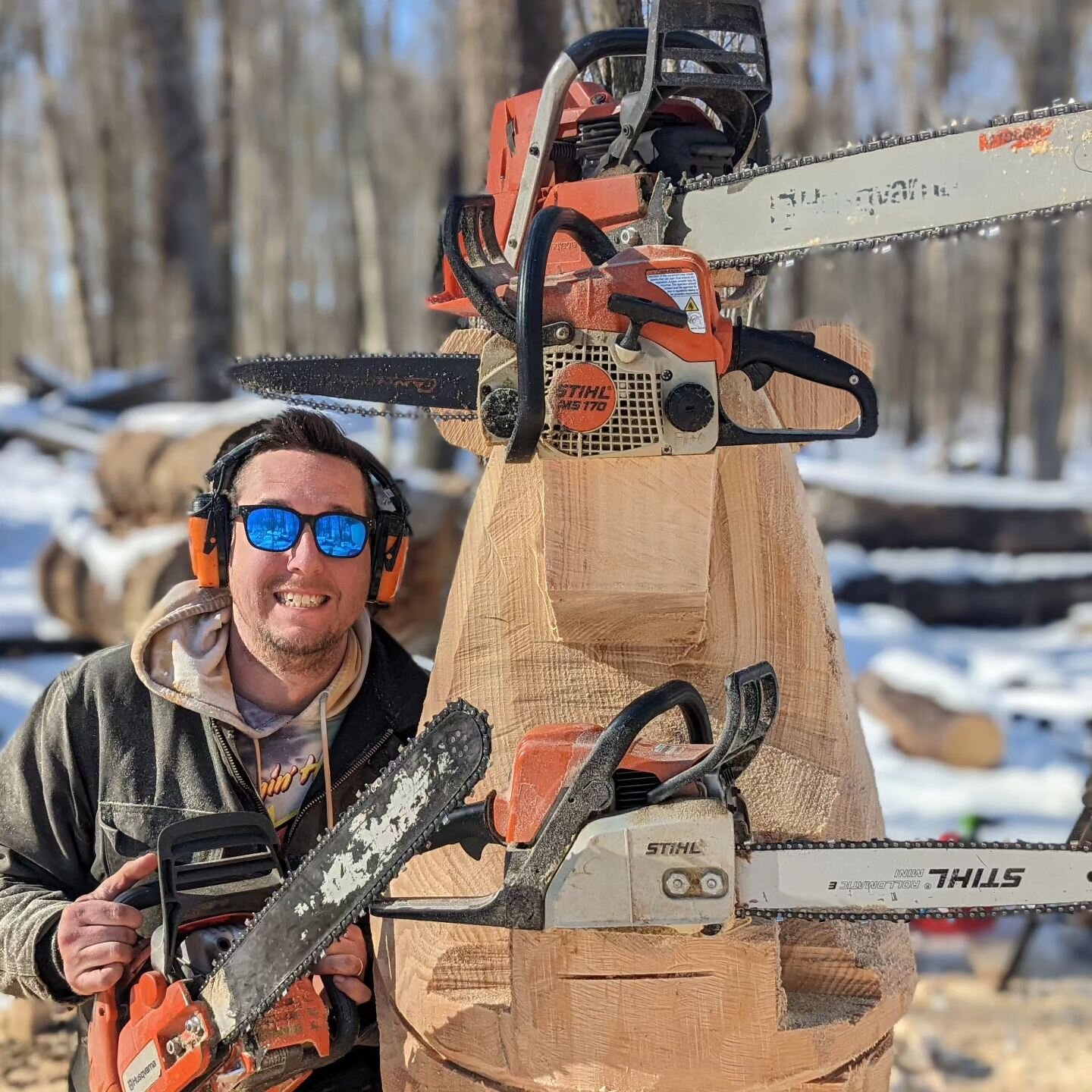 The gang's all here! Got the @stihl #ms170, one with the standard 16&quot; bar, and one with the @cannonbarworks 12&quot; dimetip bar (I also have one other #stihlms170, but don't tell my wife). Then I have the @husqvarnausa #rancher455 with 20&quot;