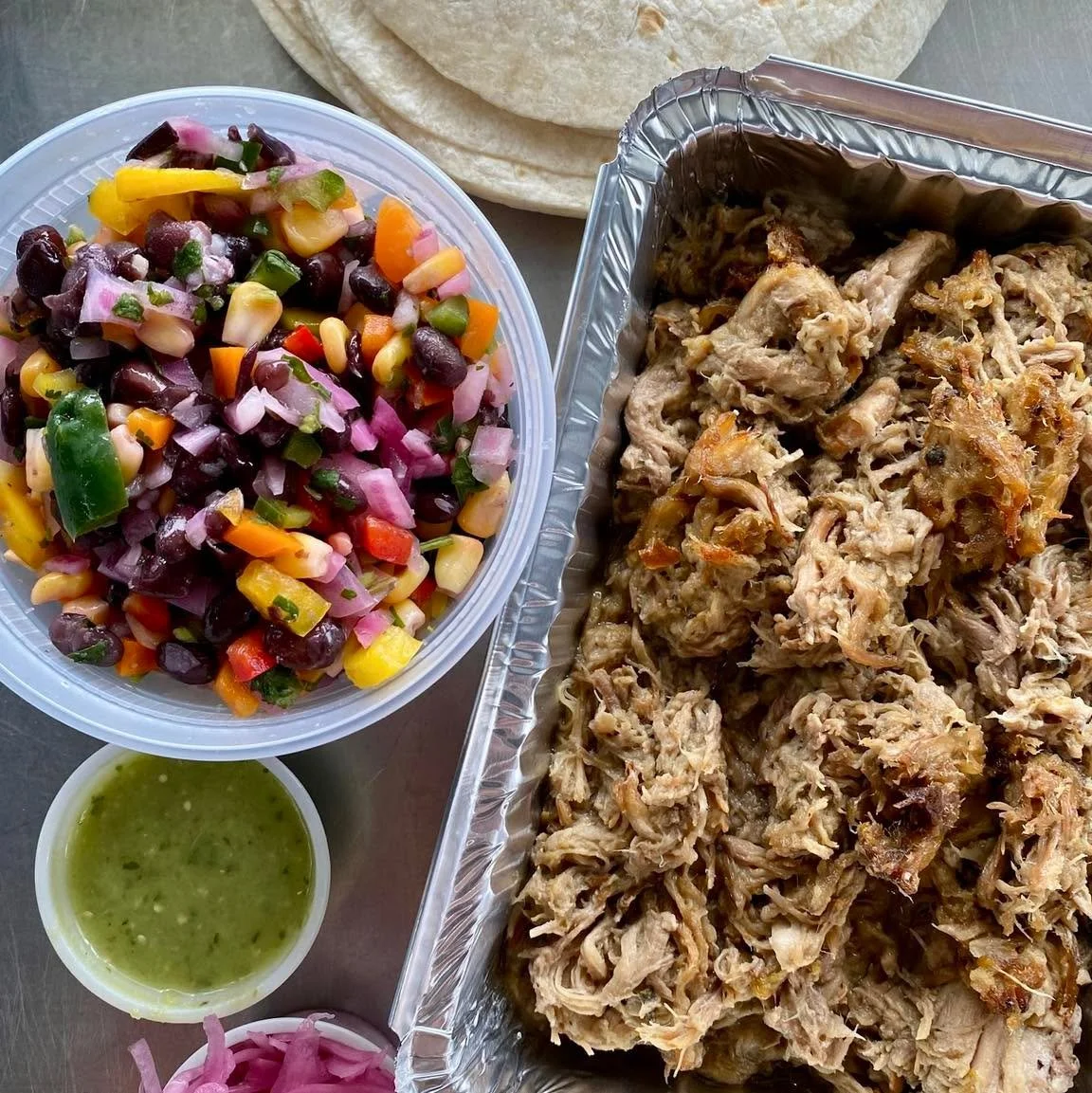 🌮Taking orders now! Our most popular menu item of 2025 is back to kick off 2026. 

&bull; 8 Carnitas tacos + toppings
&bull; Garden salsa (pint) + chips
&bull; Cowboy caviar (pint)

🌮Price: $45. Bigger order? Just ask! Message me to reserve yours.
