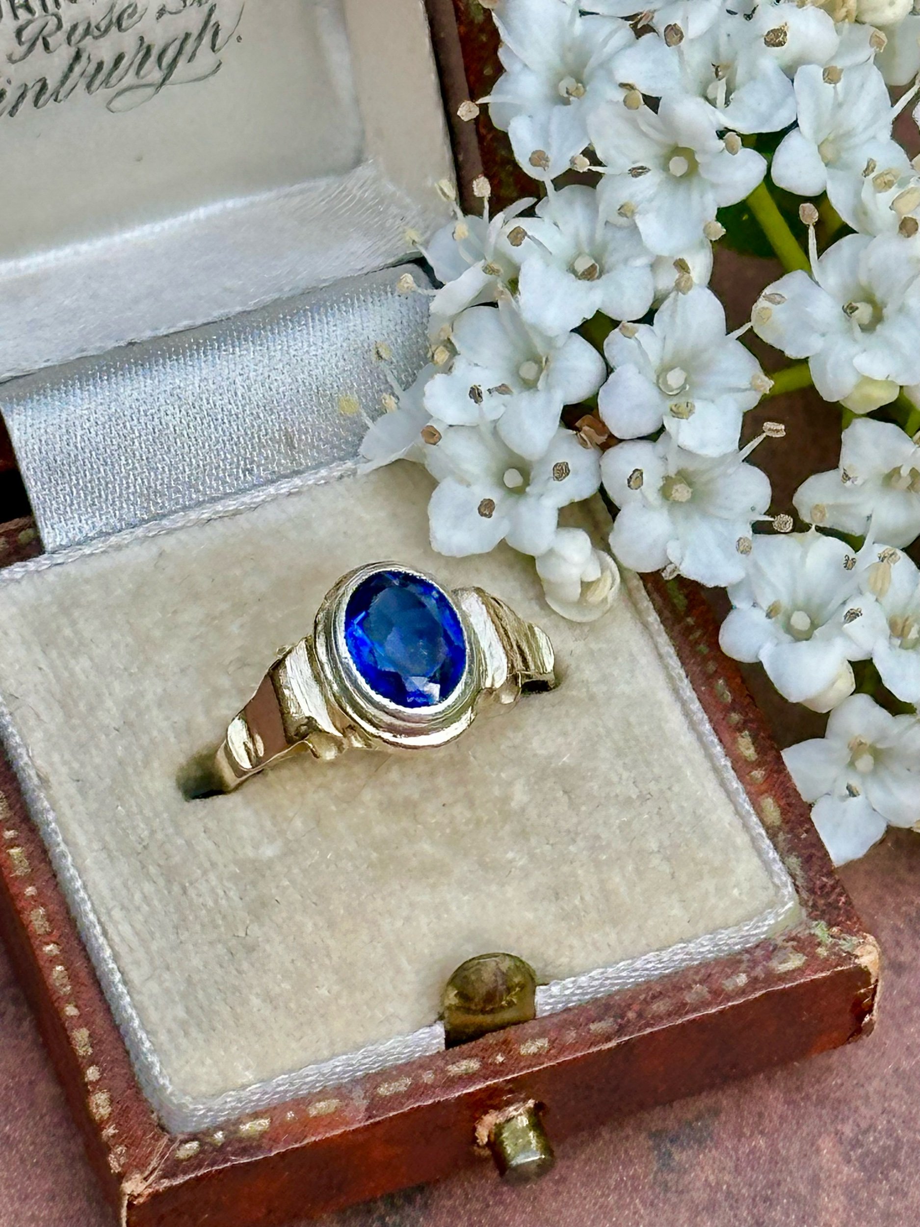 1930s European 14ct Gold Sapphire Ring Size M