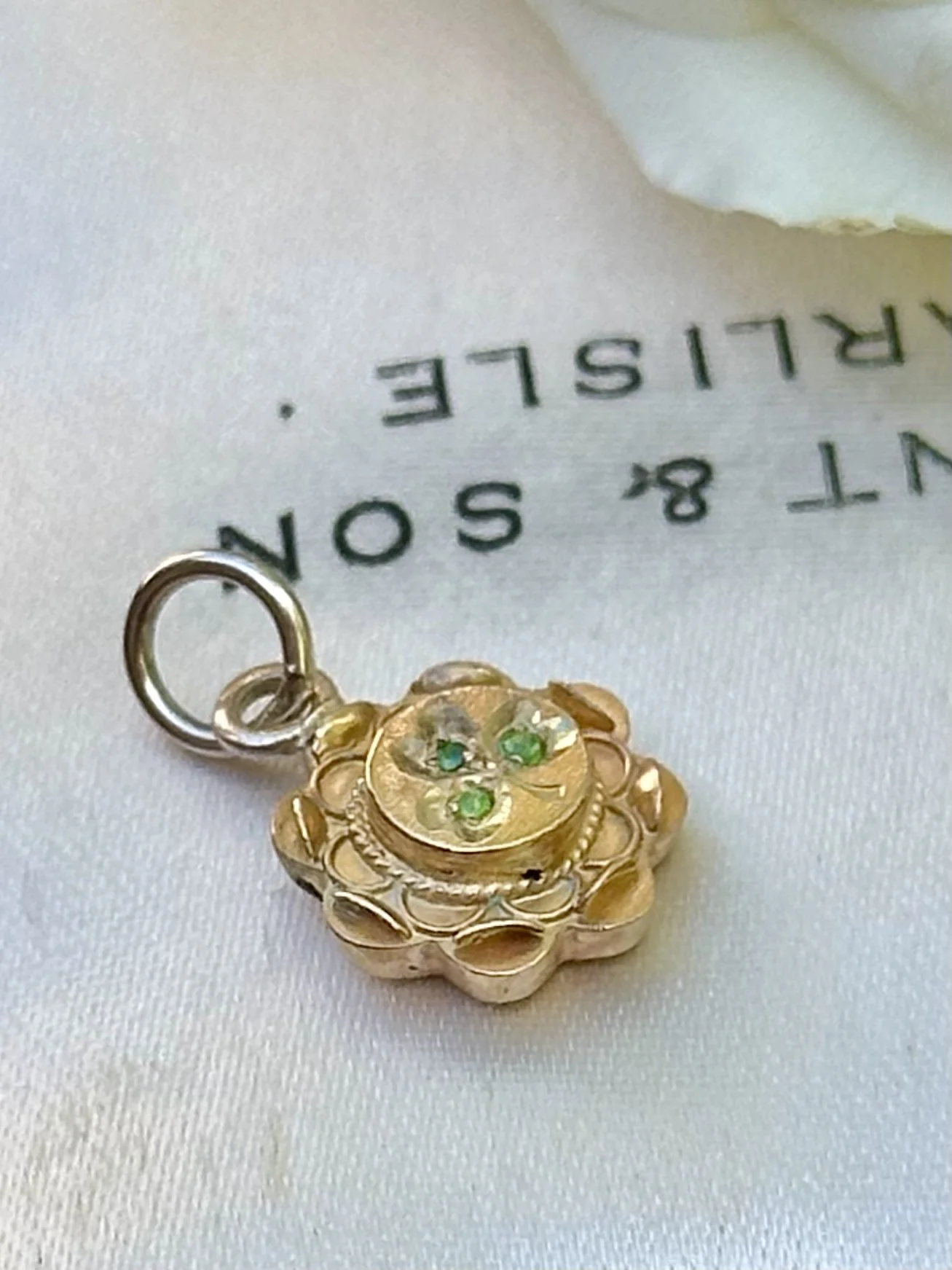 Antique 15ct Gold Stick Pin Convertion Shamrock Charm