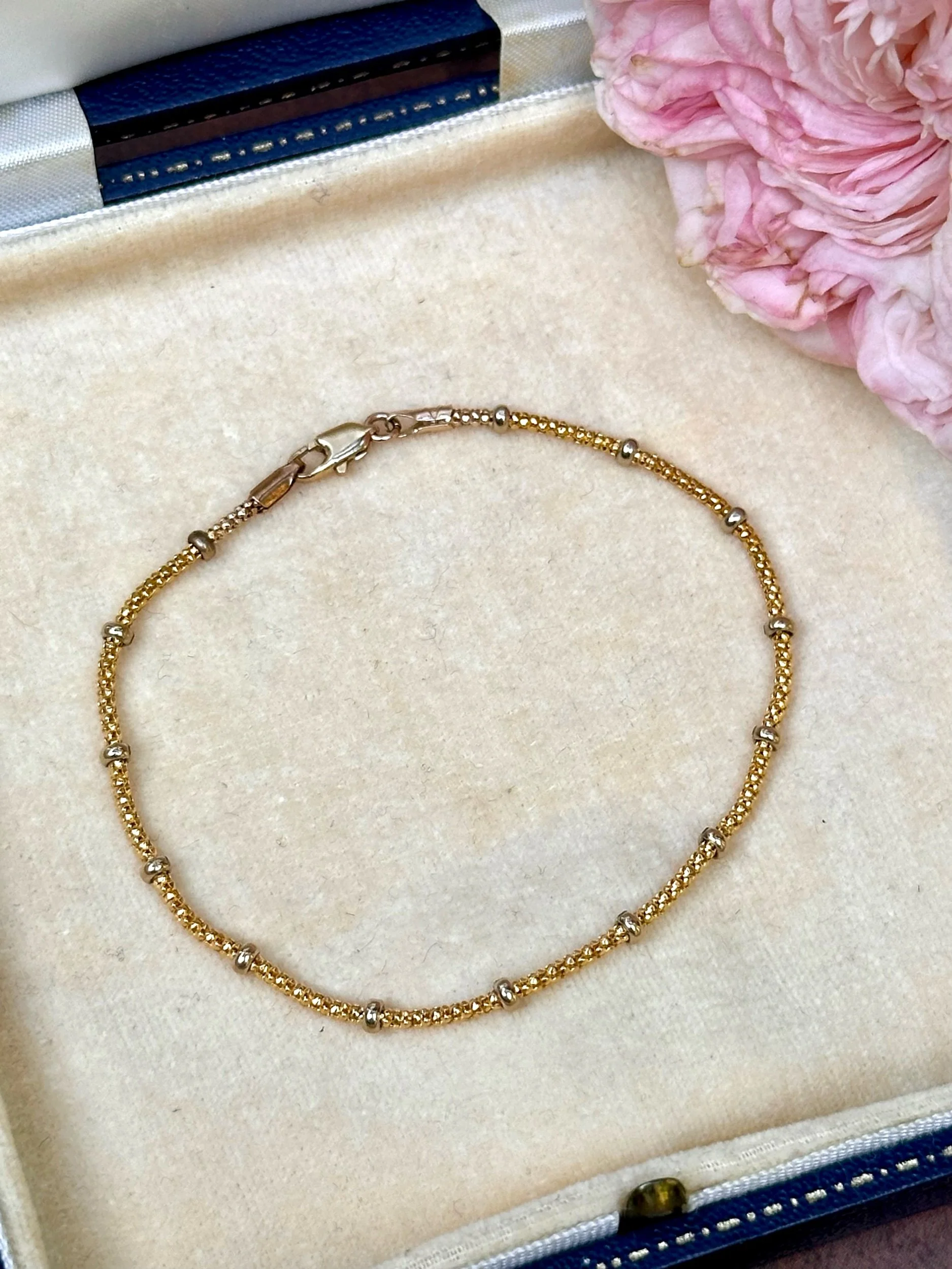 Vintage Italian 9ct Gold Two-Tone Station Bracelet