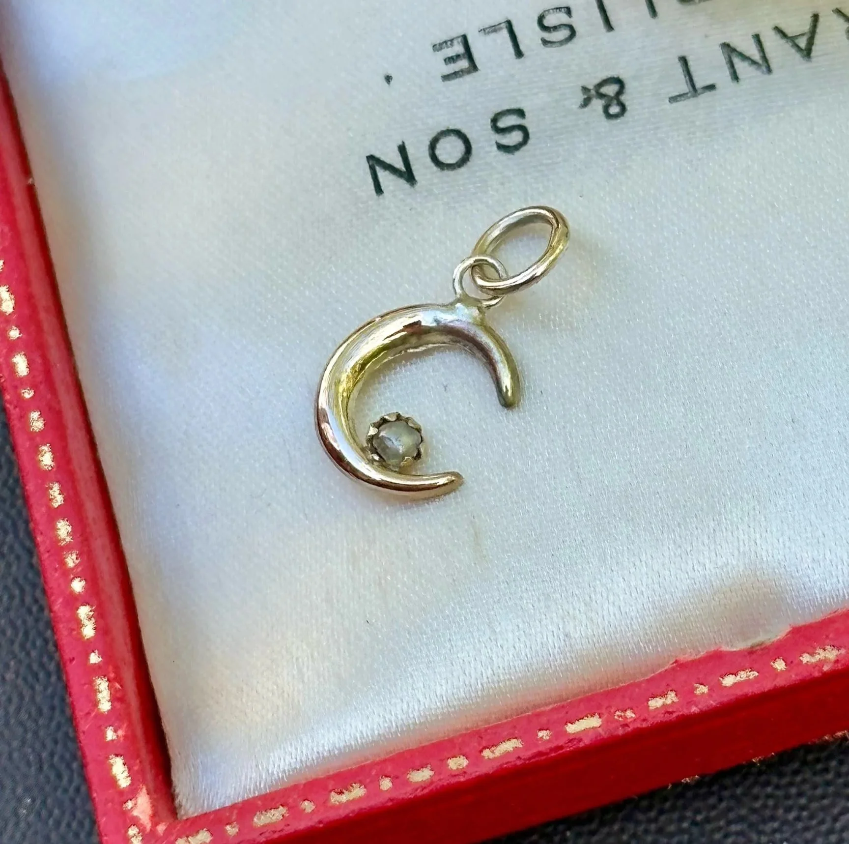 Antique 9ct Gold Stick Pin Convertion Moon Charm