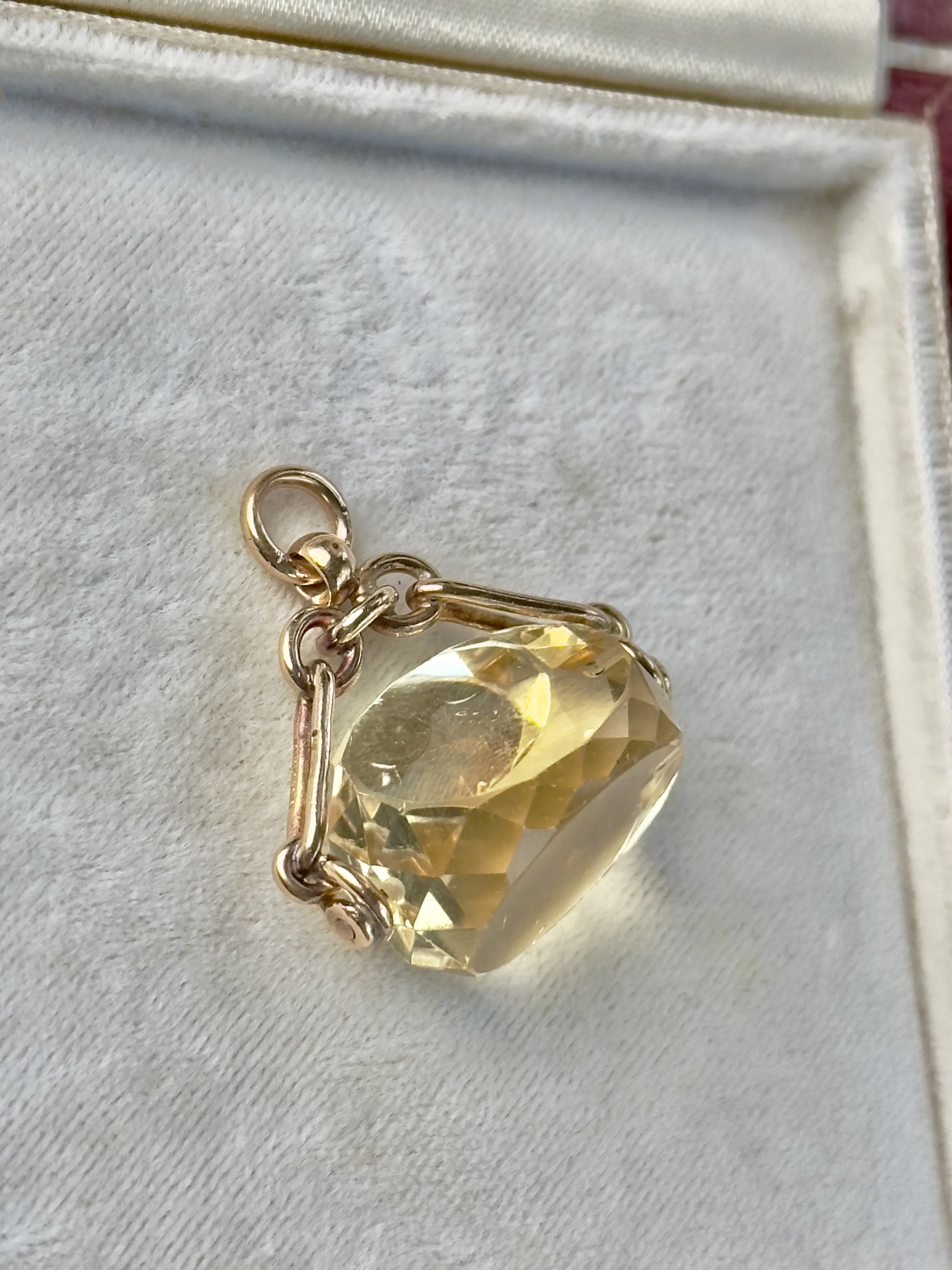 Antique 9ct Gold Citrine Spinner Pendant