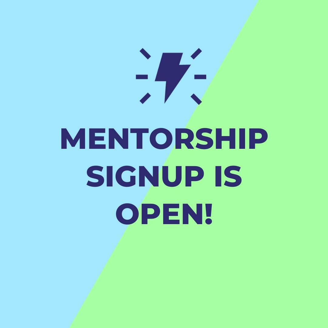 It's all happening! Mentors and mentees, join us for the 2023-2024 mentorship program. We're topping out at 150 matches this year, so sign up early. Link in bio!