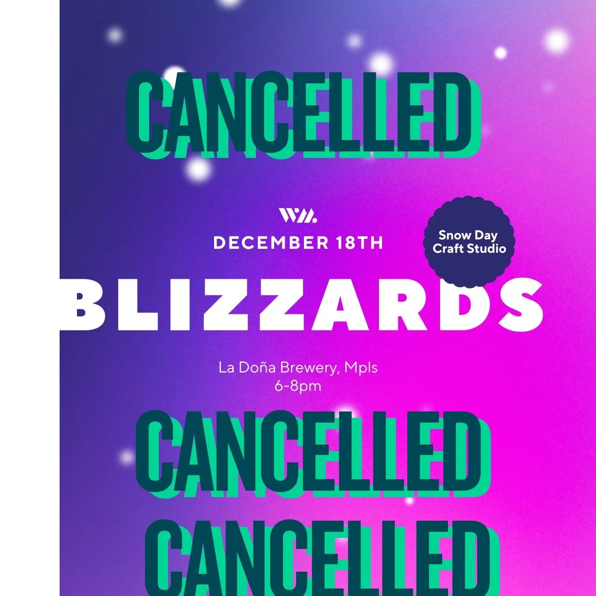 In light of the weather and road conditions we are cancelling tonight&rsquo;s event. We were so looking forward to it but want to make sure our community stays safe.
