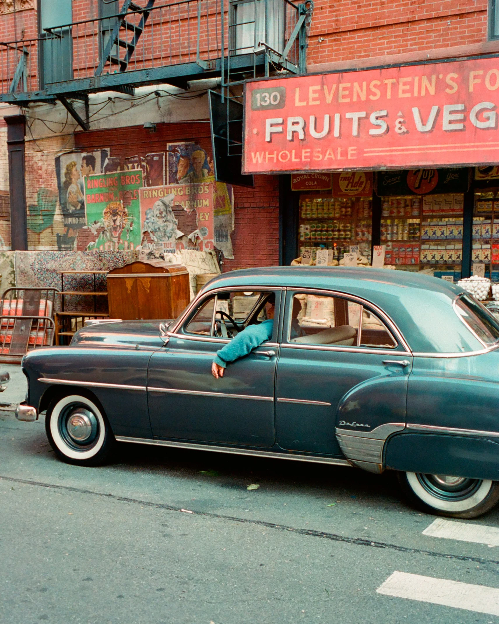 Portra 400 film photo captured with a Contax G2 of the 'Marty Supreme' film set in the Lower East Side, New York.