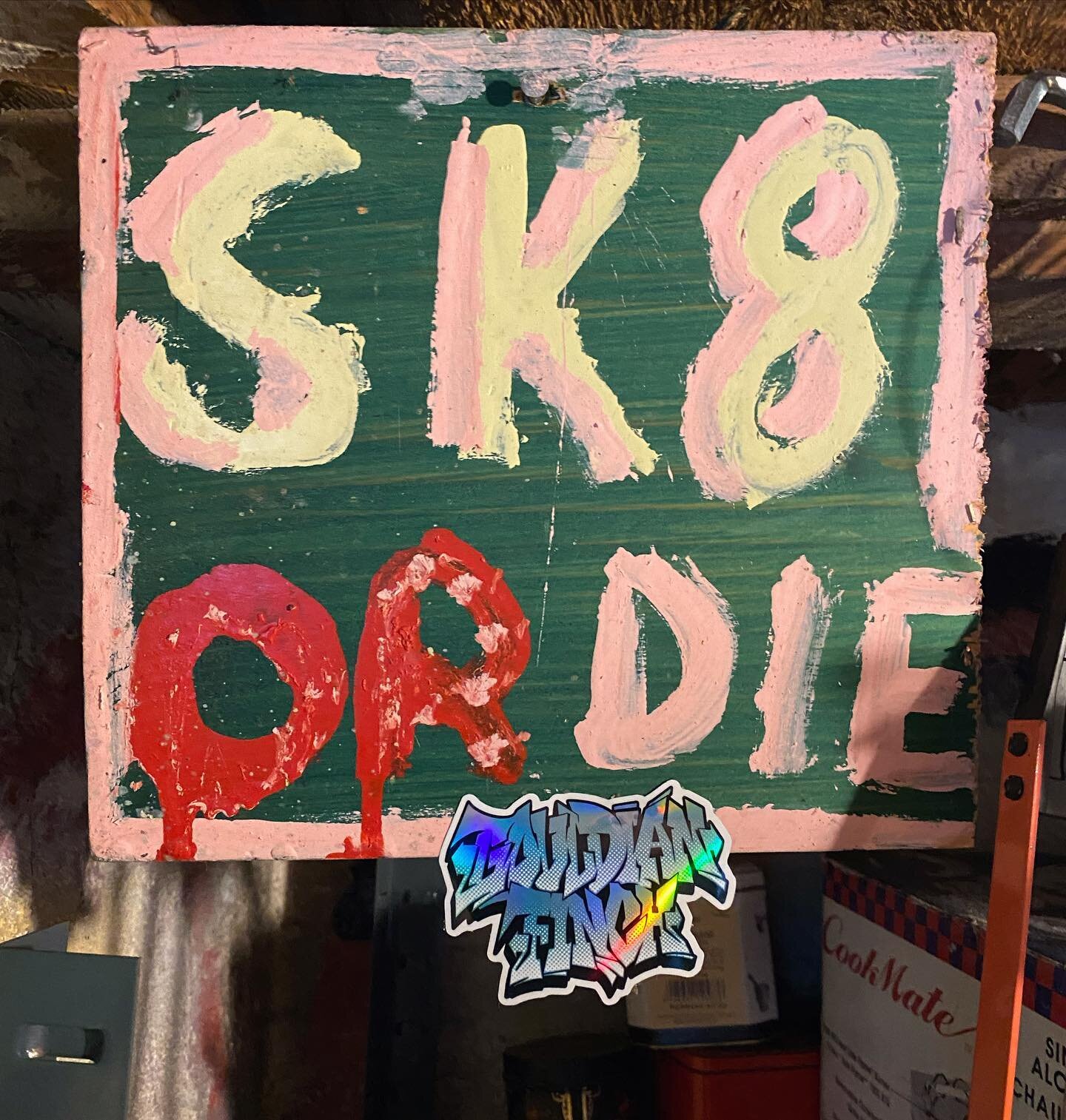 Forever Young. My &lsquo;Sk8 or Die&rsquo; sign from 1990 meets a new G🦜F logo made by the talented @terrormachine_std