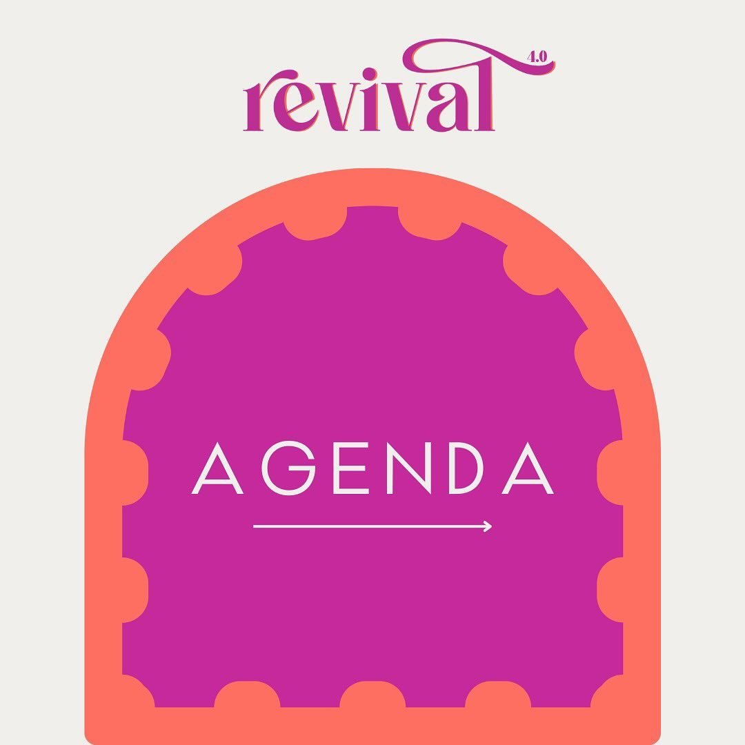 💥 REVIVAL 4.0 - AGENDA ANNOUNCEMENT 💥

Happy REVIVAL month!
In honour of Revival 4.0 being 30 days away, we are unveiling our official agenda jam packed with unforgettable speakers, panels, activities, and more ⚡️

Inspiration, connection, and empo