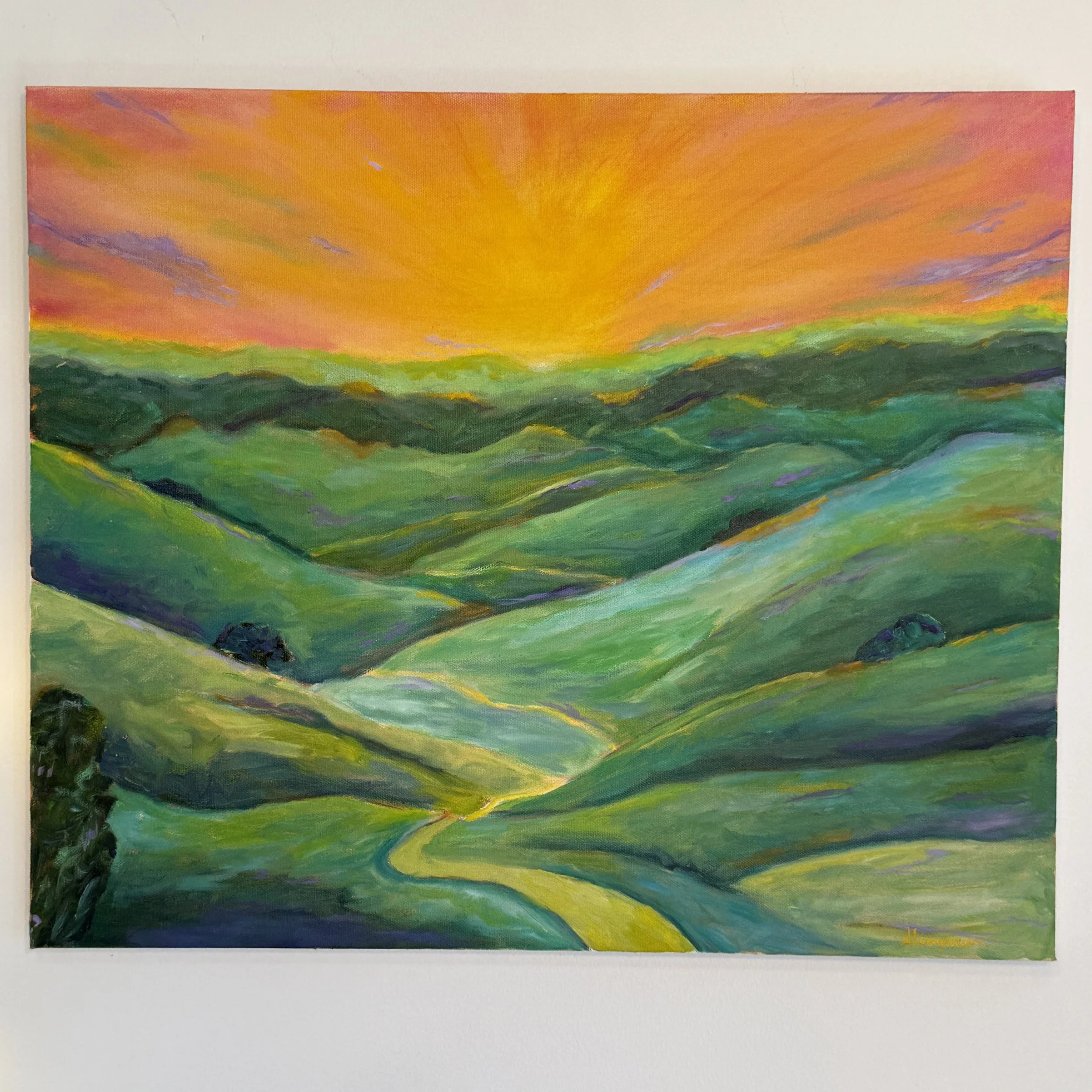Walking towards the yellow and tangerine…