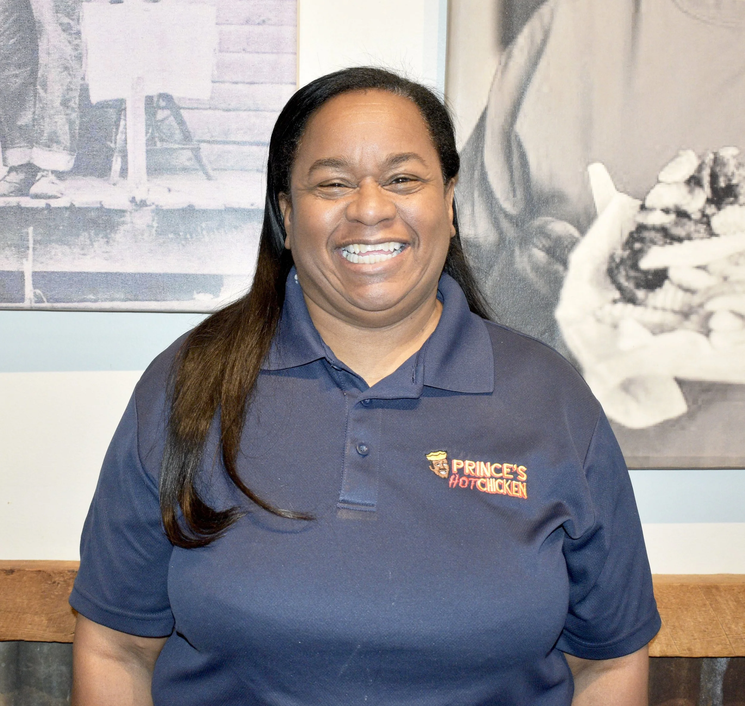 Semone Jeffries smiling at Prince's South location.