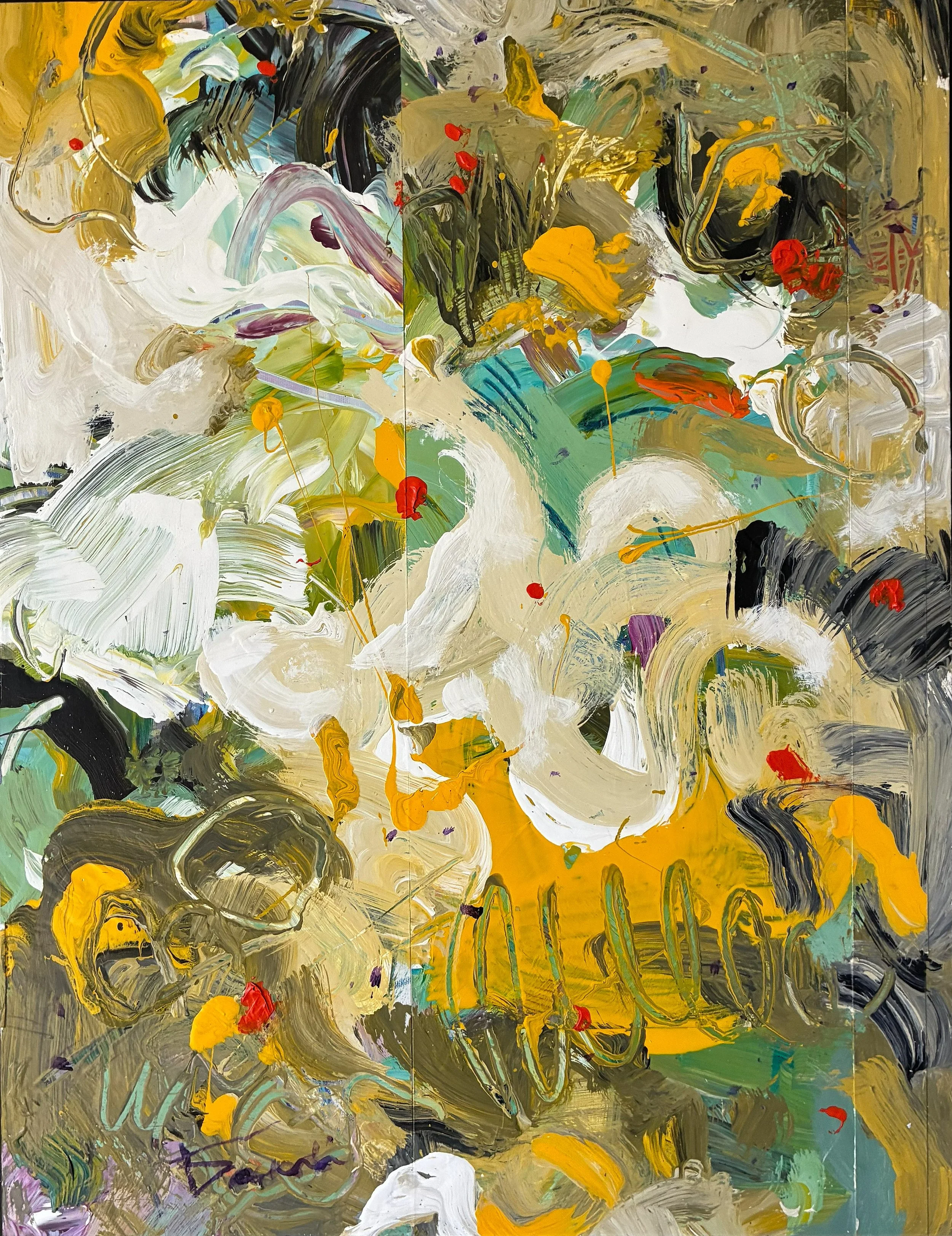 "Red flowers", acrylic on paper, 20" x 16", $350