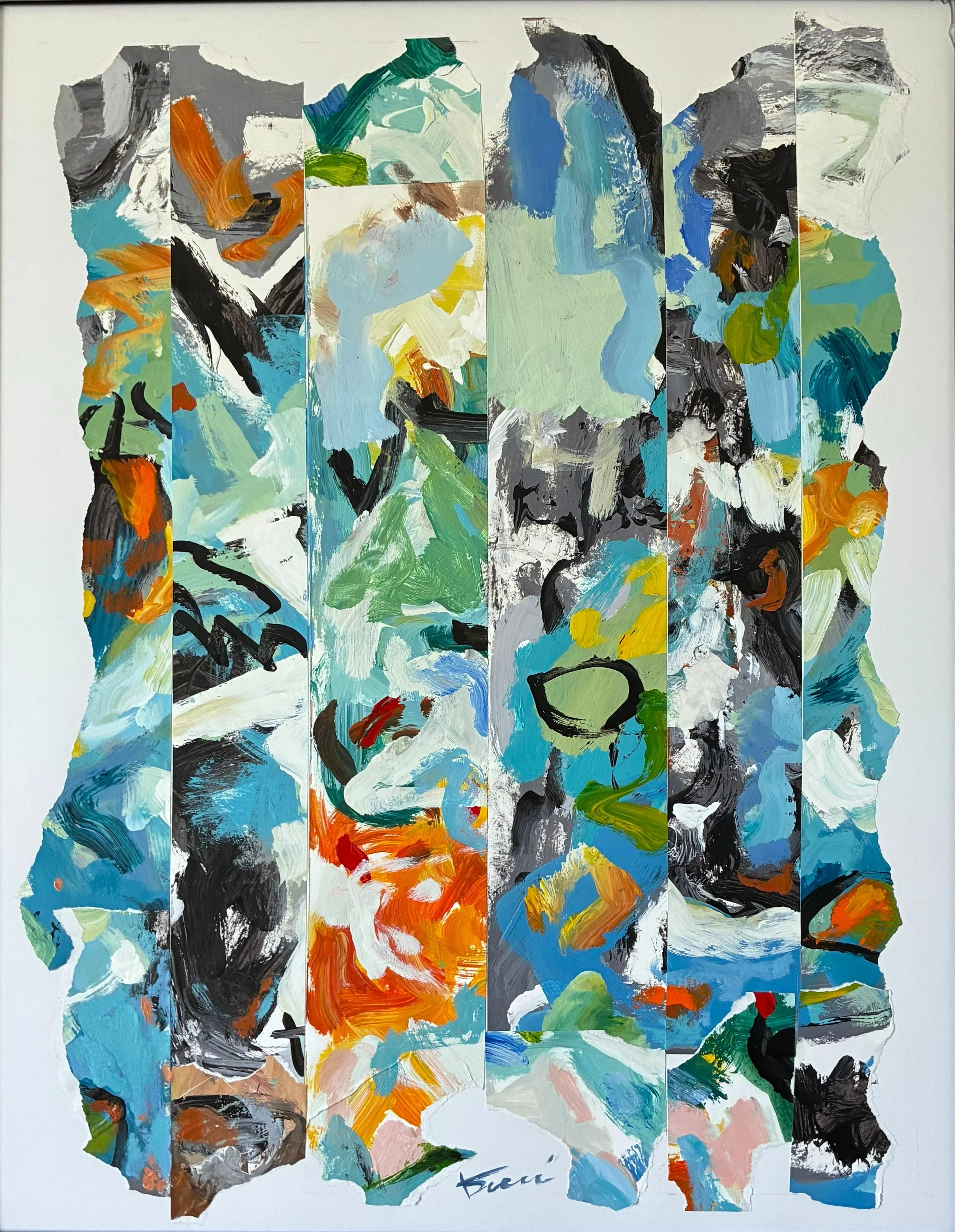 "Winter park", acrylic/collage on paper, 
28" x 22", $500