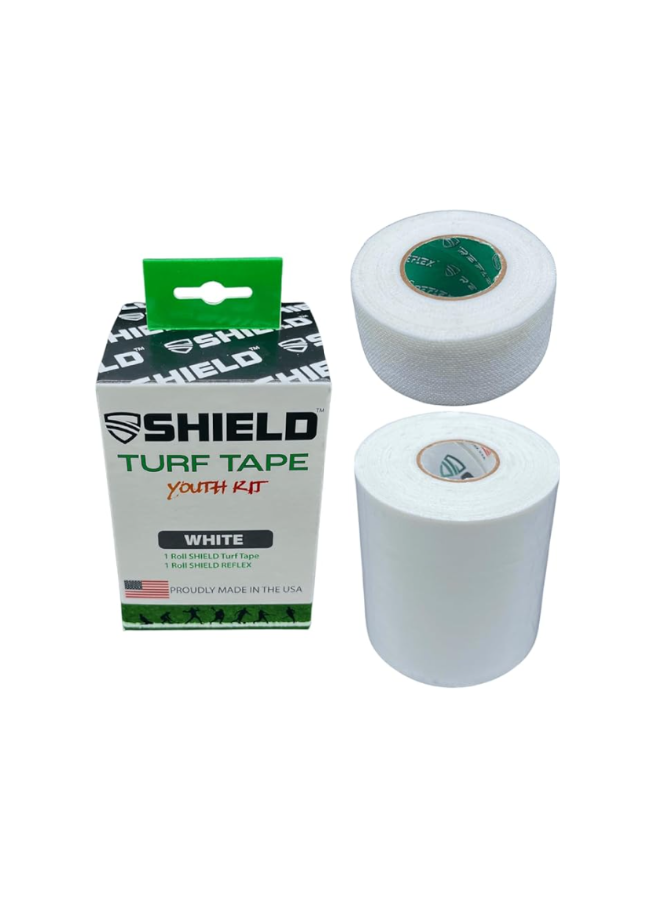 SHIELD Turf Tape Youth Kit 3" x 5Yds Turf Tape + 1" x 7.5Yds Reflex (20 per Case)