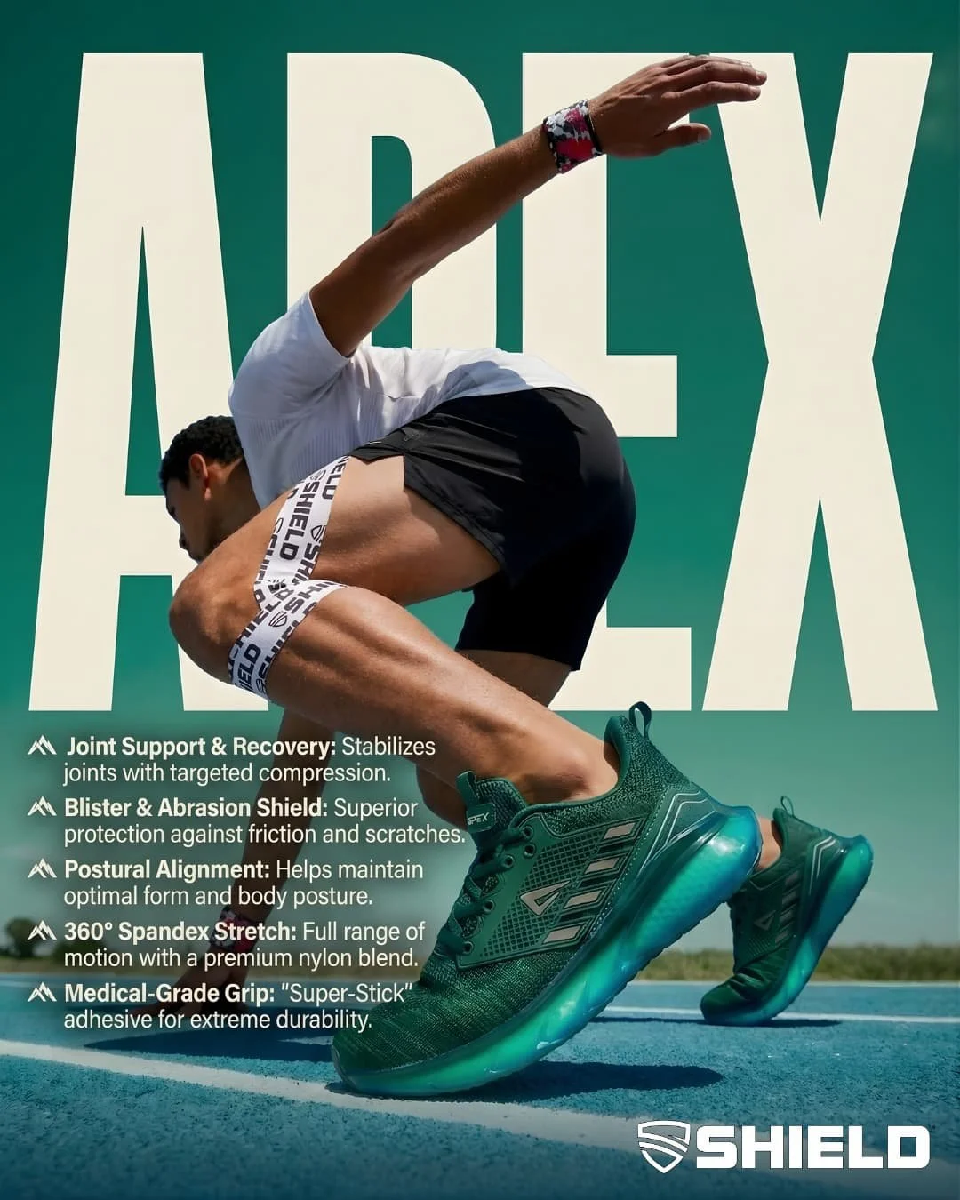 Shield Apex     Pro-Grade Kinesiology Tape (10 Pre-Cut Strips)