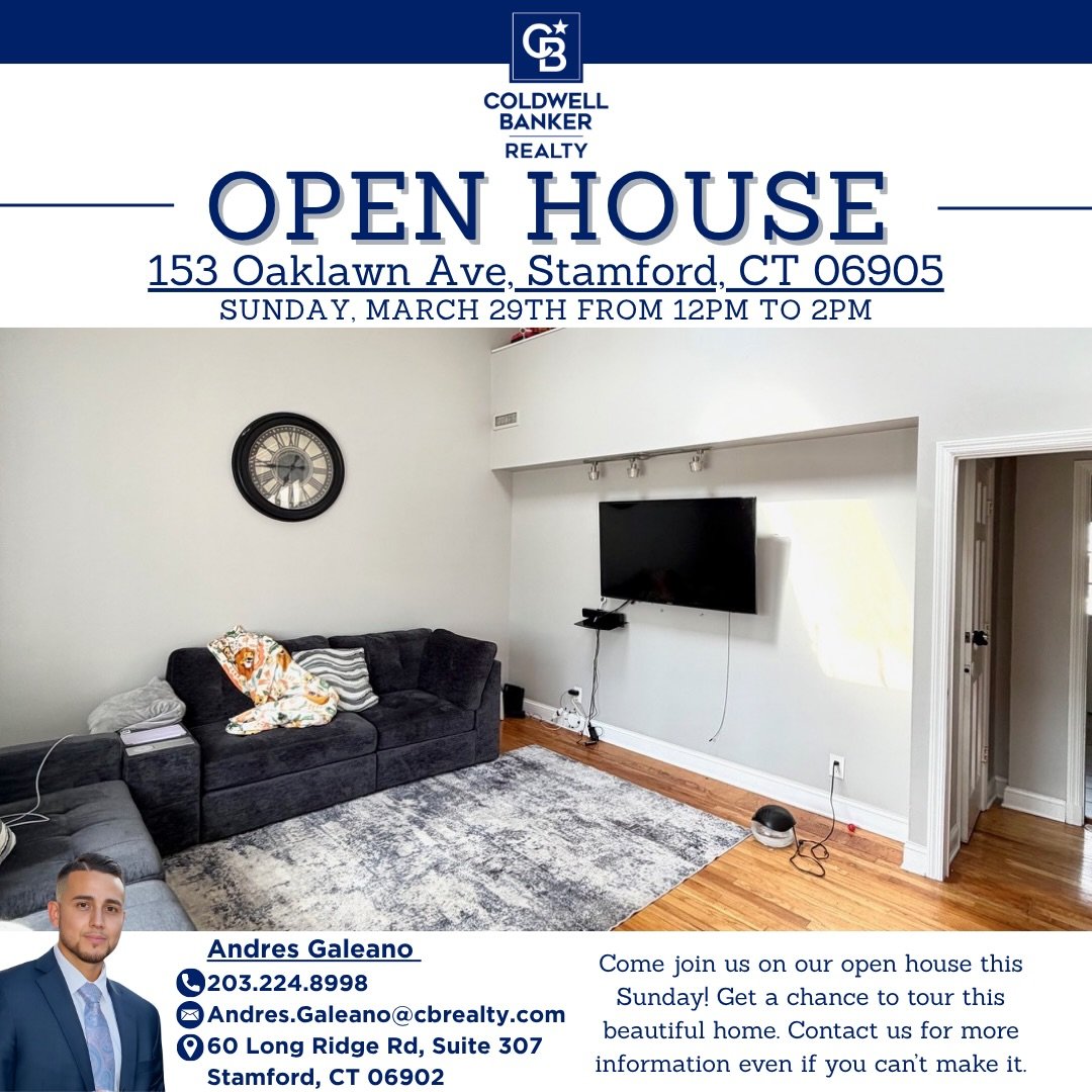 Join @andres_therealtor for our OPEN HOUSE this Sunday, March 29th from 12pm to 2pm. This incredible 2 bedroom, 2 bath home just hit the market and we&rsquo;re excited to show you around! 

Edison Andrade | RES.0789764
🏡Coldwell Banker Realty-Stamfo