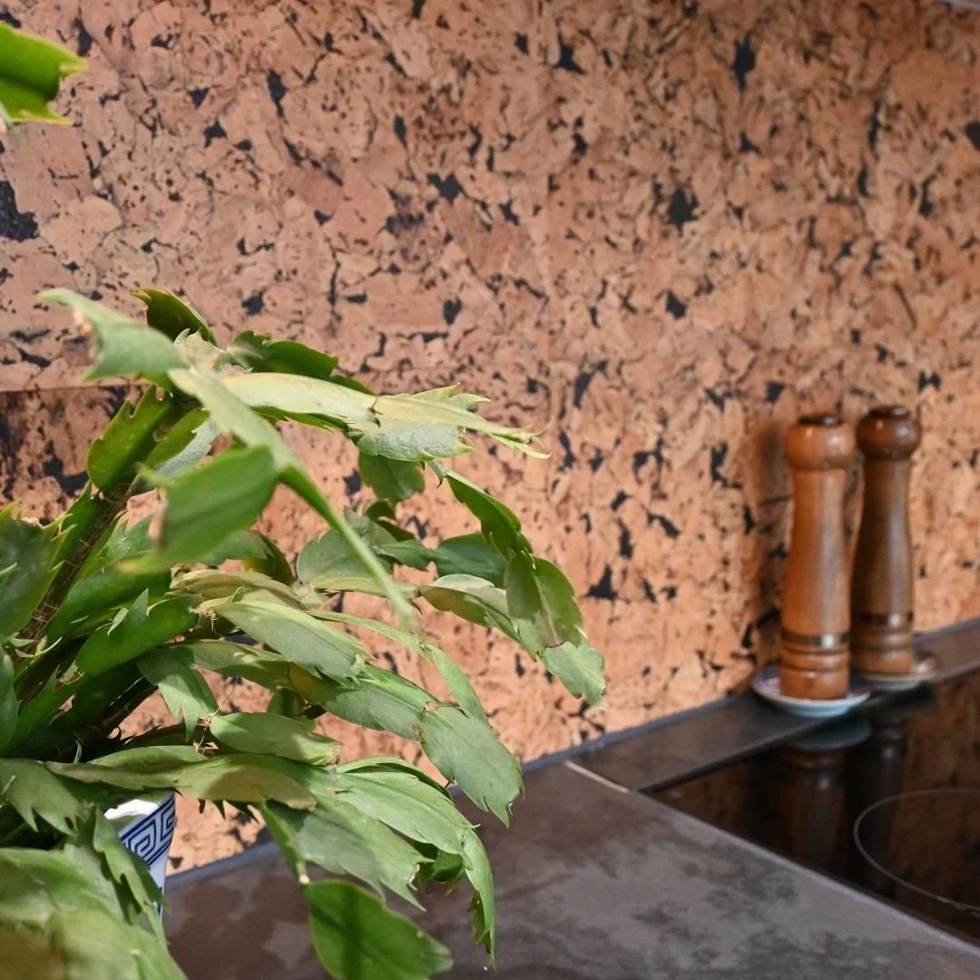 We are new to working with cork, originating from the cork oak tree in Mediterranean hot climates, it protects trees from harsh, hot temperatures. Scientific studies have shown that cork is thermally stable up to 200&deg;C, making it both heat and fi