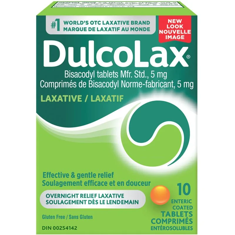 DulcoLax Bisacodyl Tablets, 5mg Stimulant Laxatives for Occasional ...