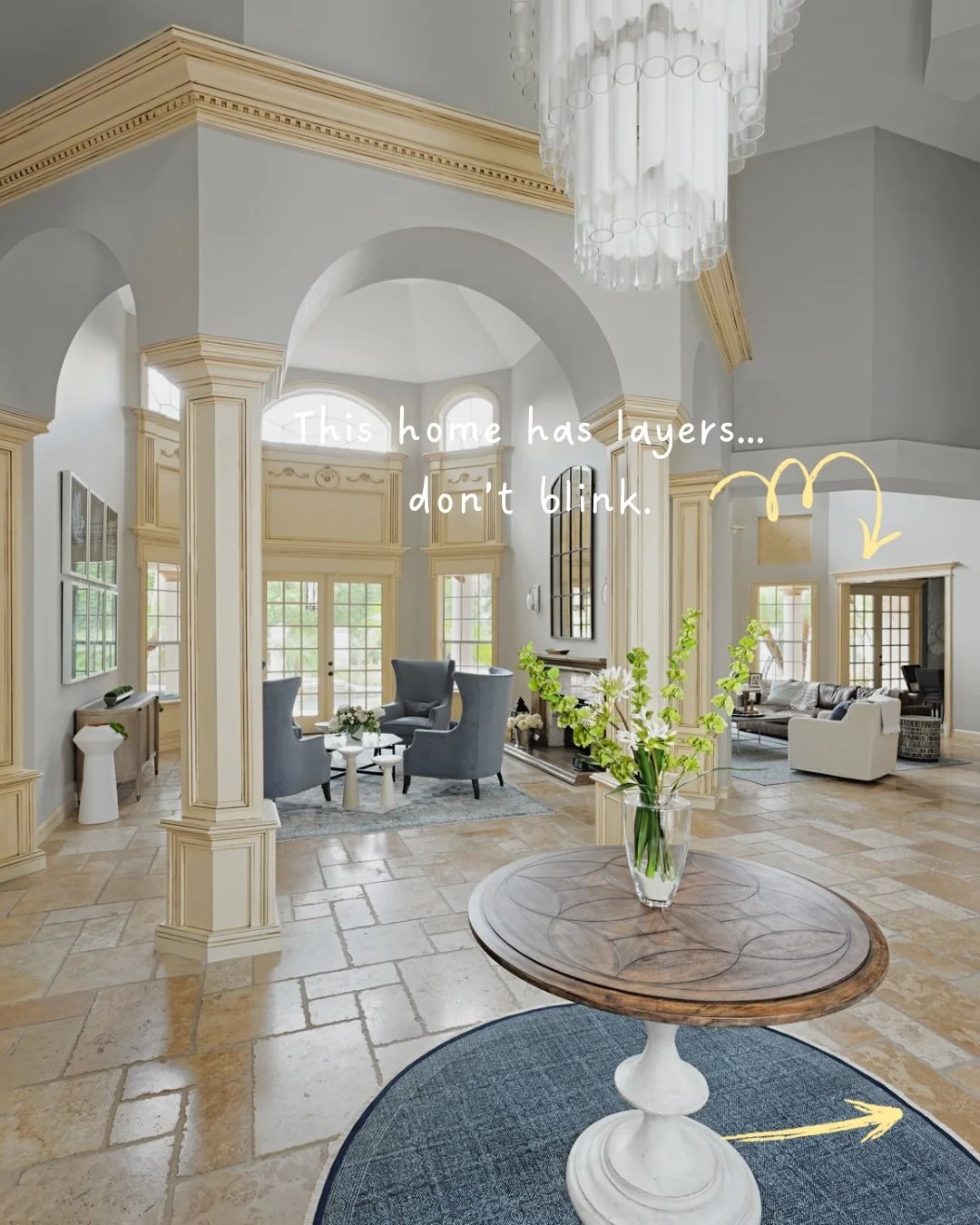 Great design doesn&rsquo;t shout. It unfolds.

From the entry, this home reveals itself in layers&hellip;

🖤traditional architecture grounding the space,
🖤modern furnishings softening the lines, and a 
🖤sightline that gently pulls you forward.

Fo