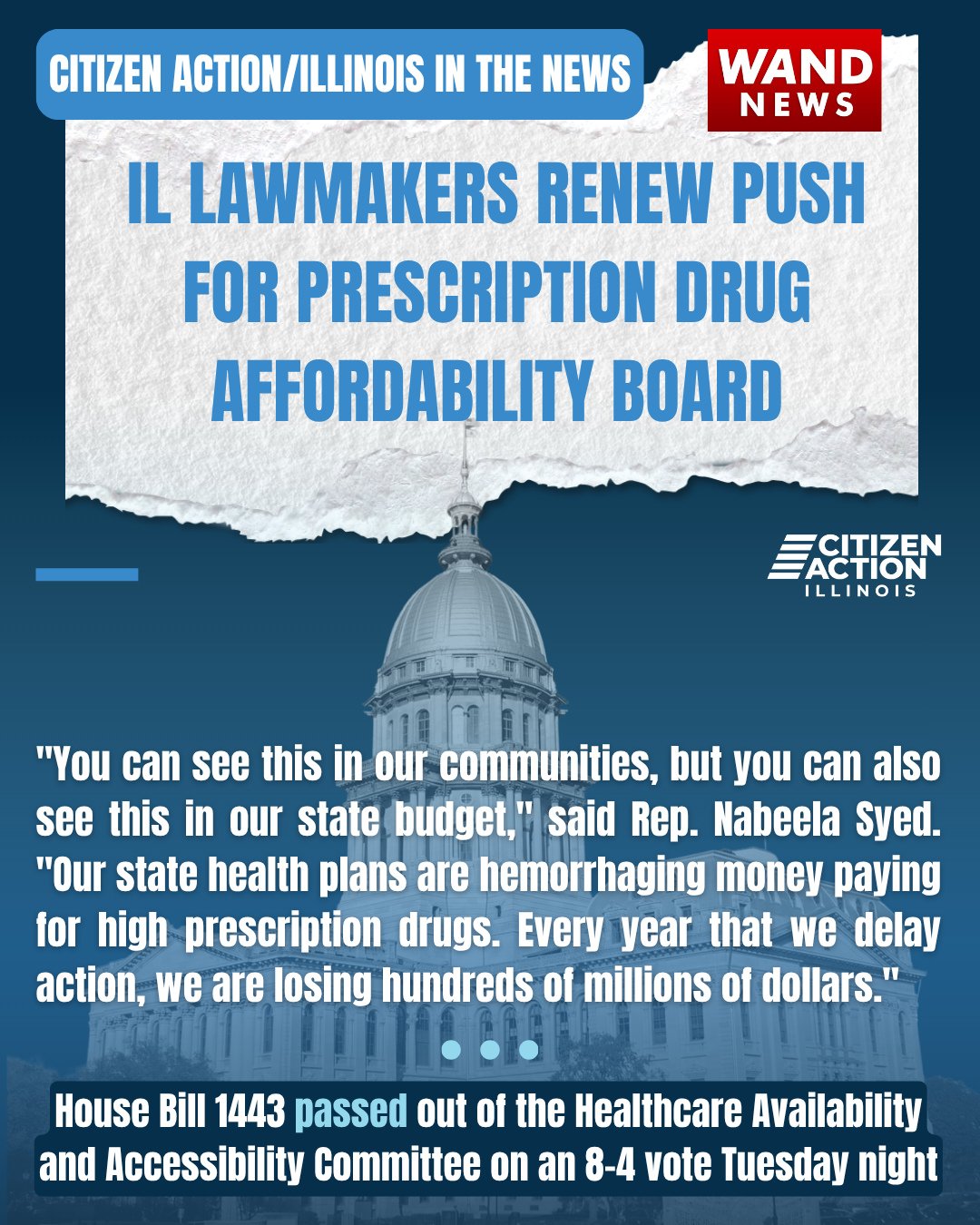 ICYMI: Watch the latest news coverage from WAND on HB 1443&mdash;which passed through the Healthcare Availability and Access Committee on Tuesday! 📺️⁠
⁠
Visit the link in our bio for the full story!⁠
⁠