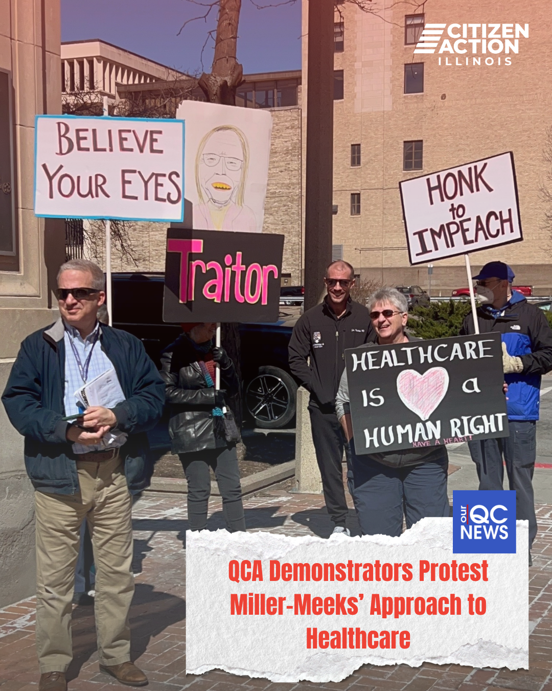 WATCH: QCA demonstrators protest Miller-Meeks’ approach to health care