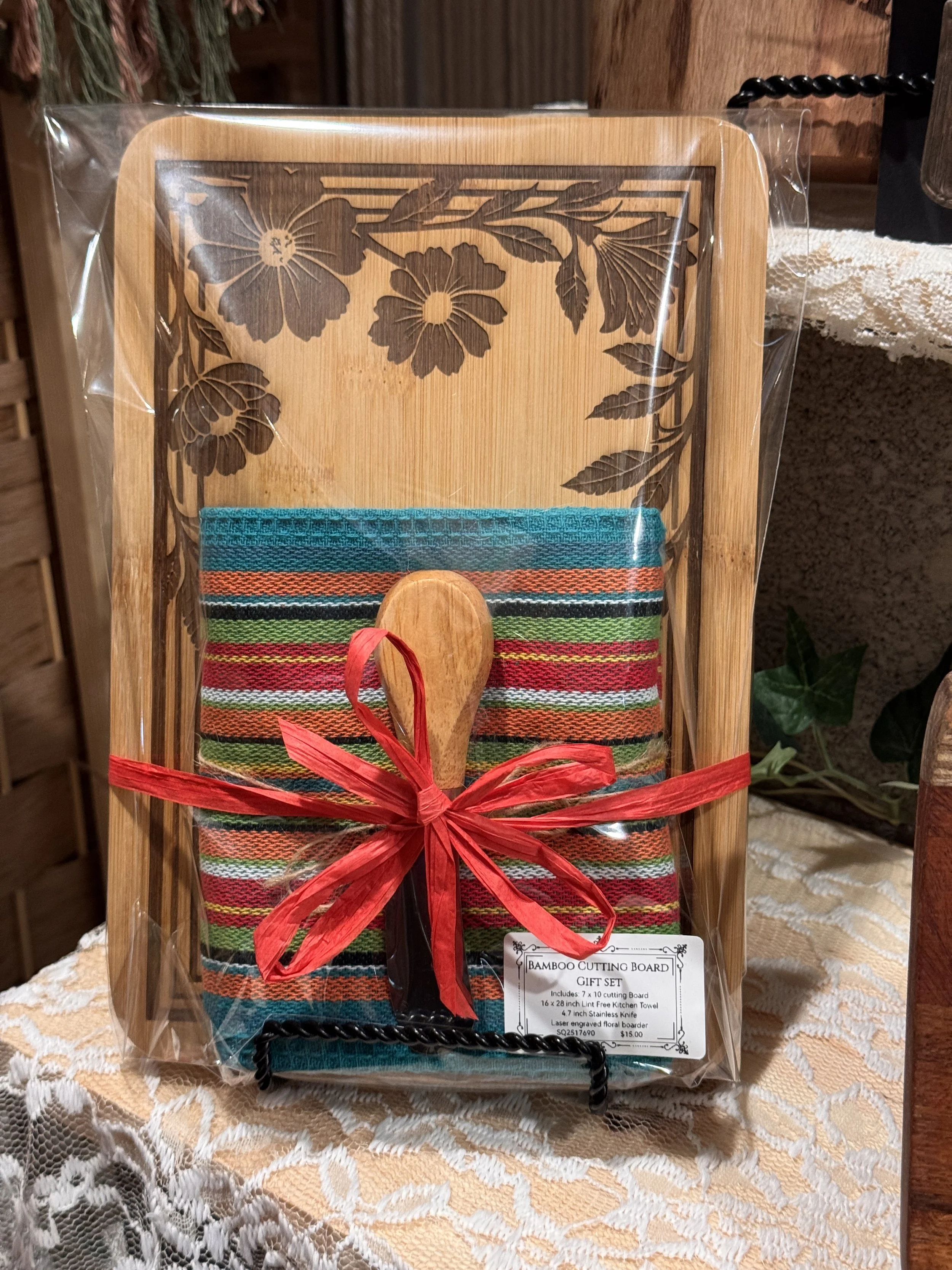 Bamboo Cutting Board Gift Set - Teal