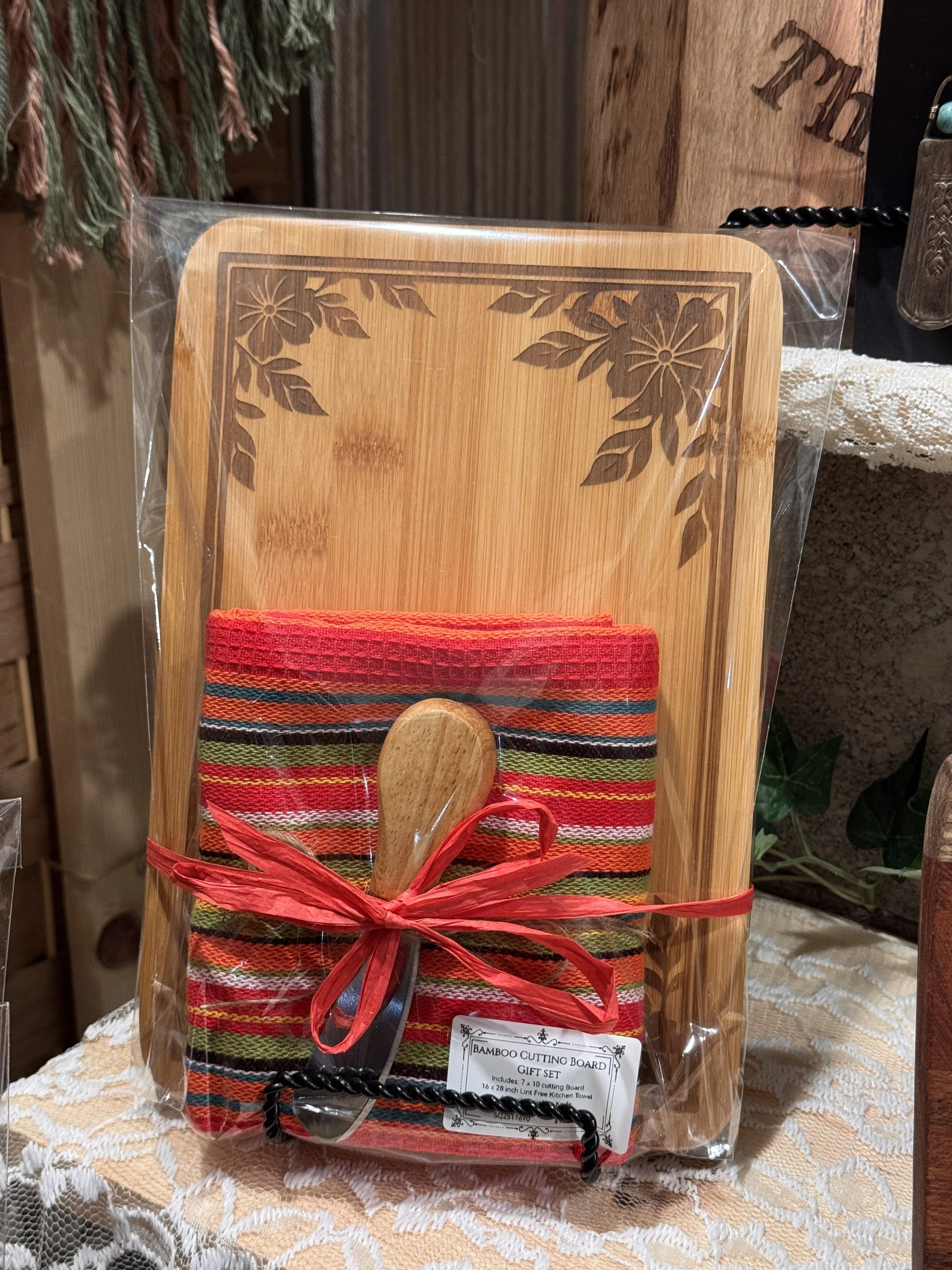 Bamboo Cutting Board Gift Set Orange