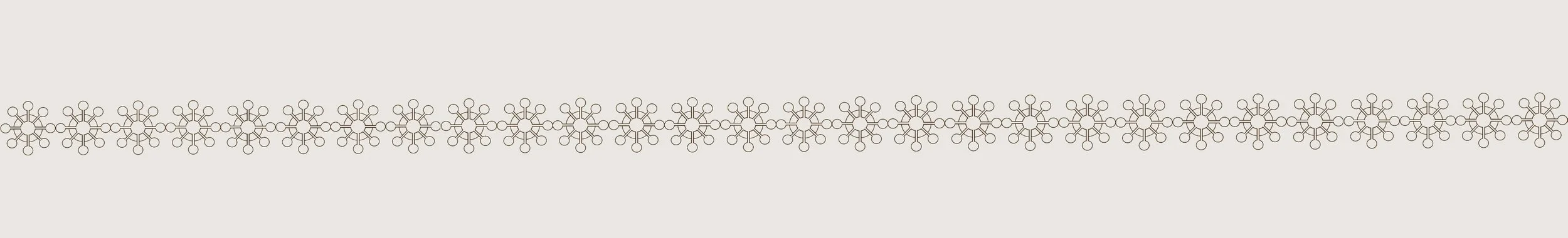 Seamless horizontal geometric border pattern with repeating stylized flower and circle motifs