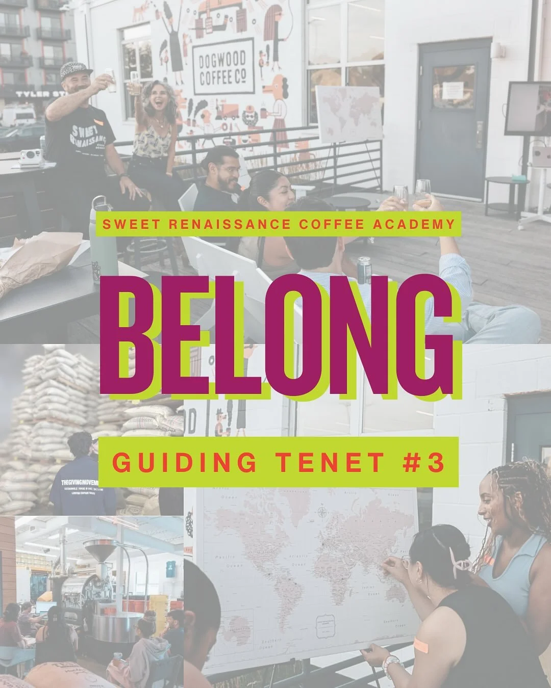💟 Guiding Tenet #3: BELONG
Belonging is at the heart of everything we do at Sweet Ren &mdash;we believe that when folks feel like they belong, coffee becomes more than just a beverage, but rather a bridge that might just lead them to their next grea